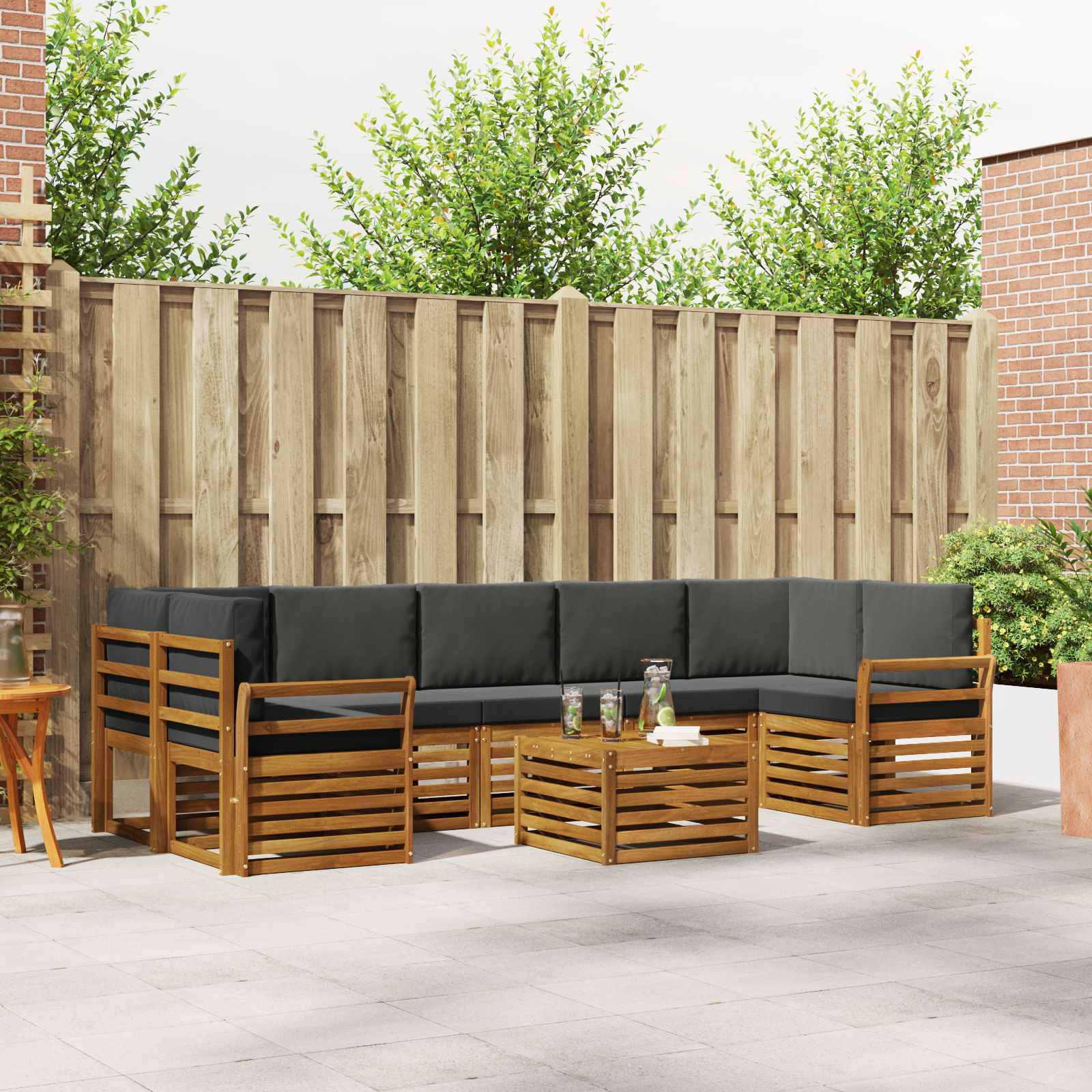 Ensemble de canapés d'extérieur 8 pcs Naturel et Anthracite - XIOS