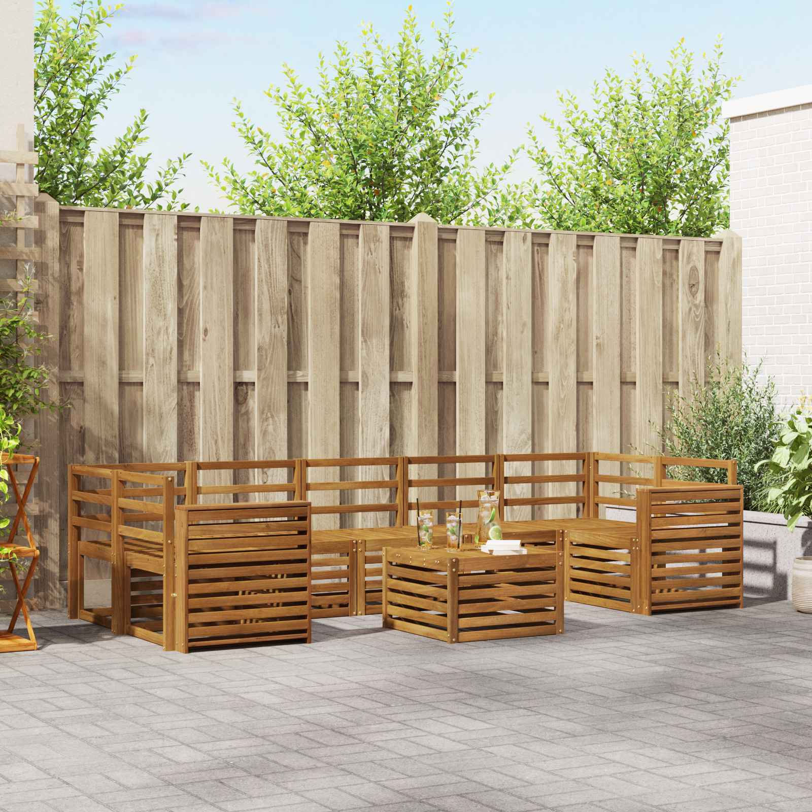 Ensembles de canapés 8 pcs Naturel Bois d'Acacia Massif - XIOS