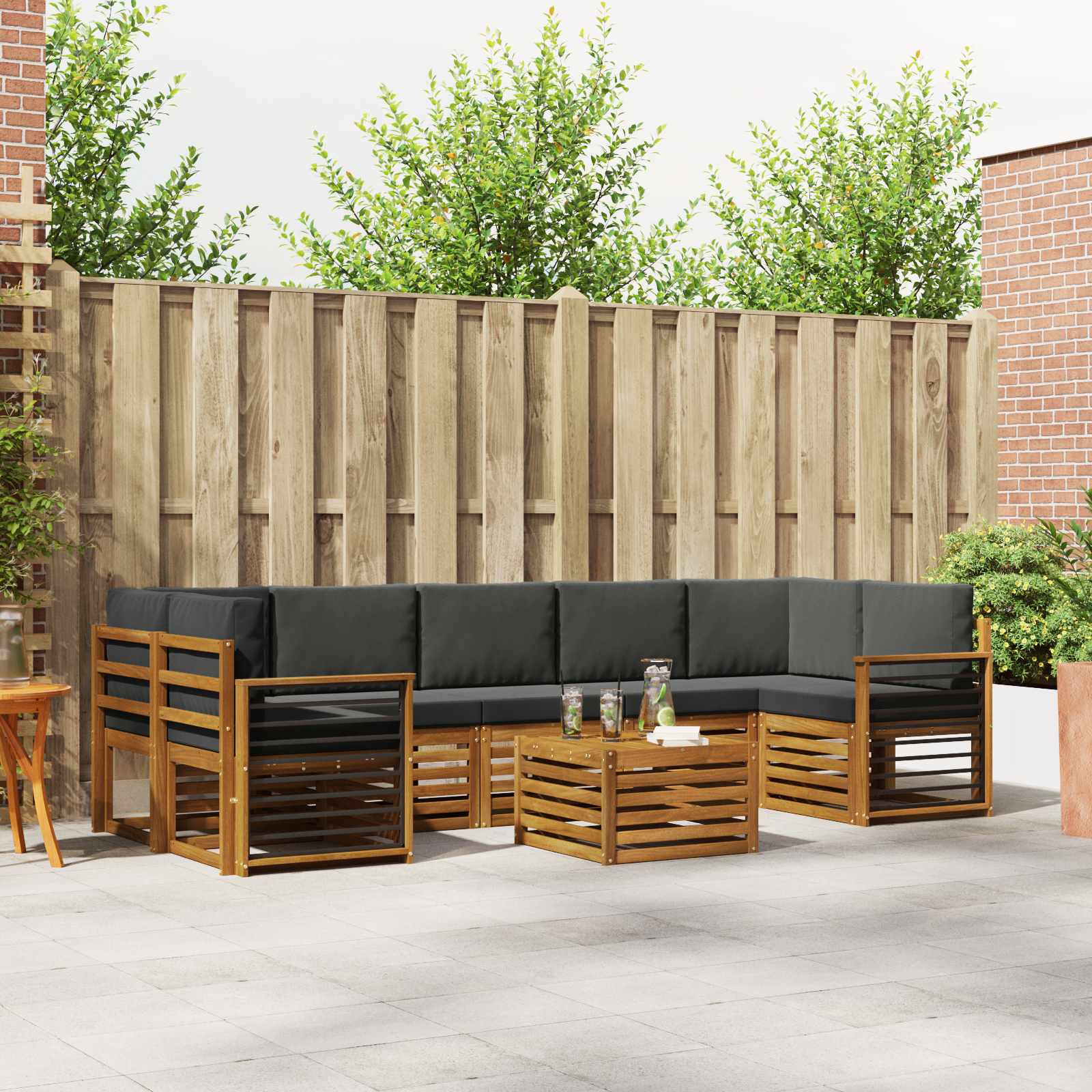 Ensemble de canapés d'extérieur 8 pcs Naturel et Anthracite - XIOS
