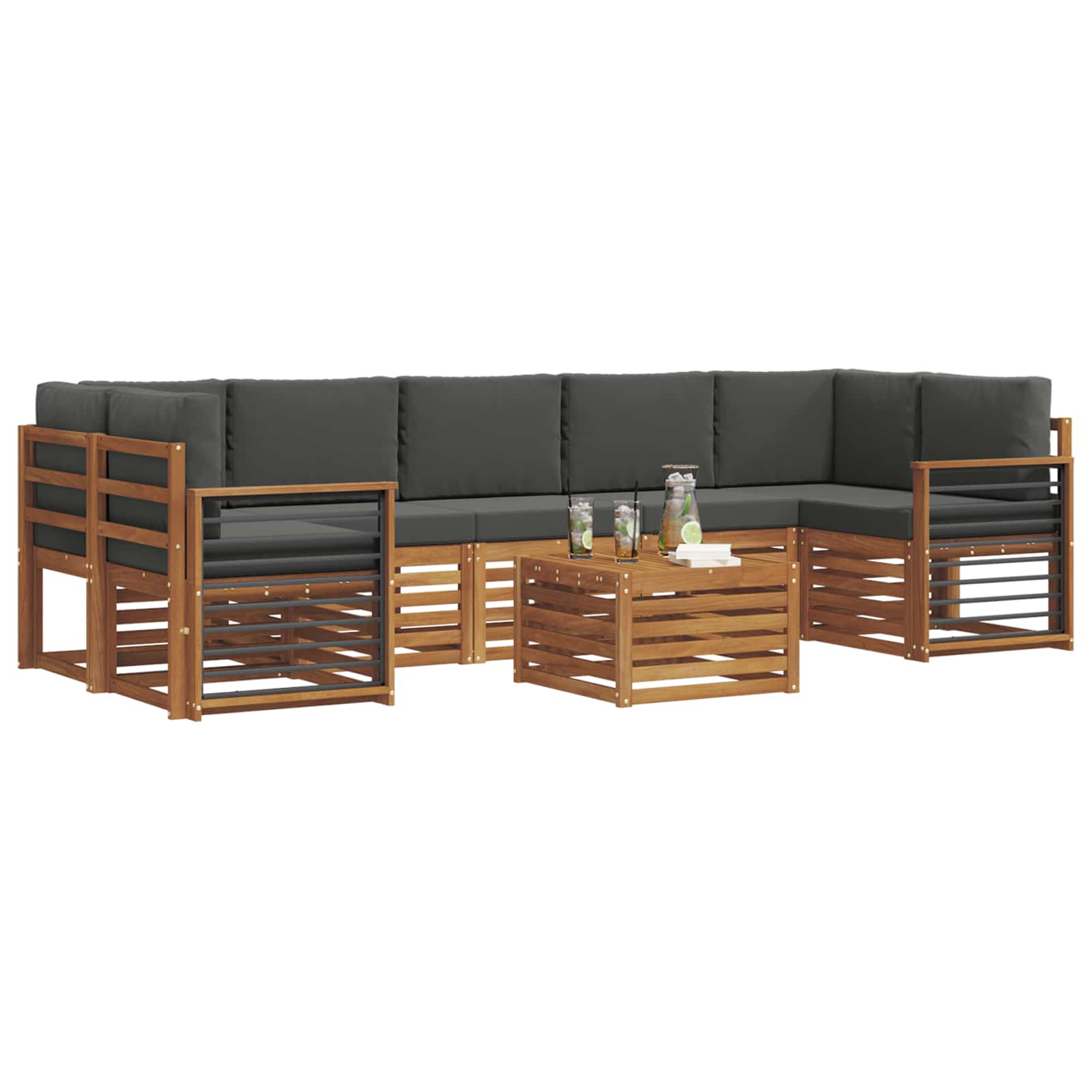 Ensemble de canapés d'extérieur 8 pcs Naturel et Anthracite - XIOS