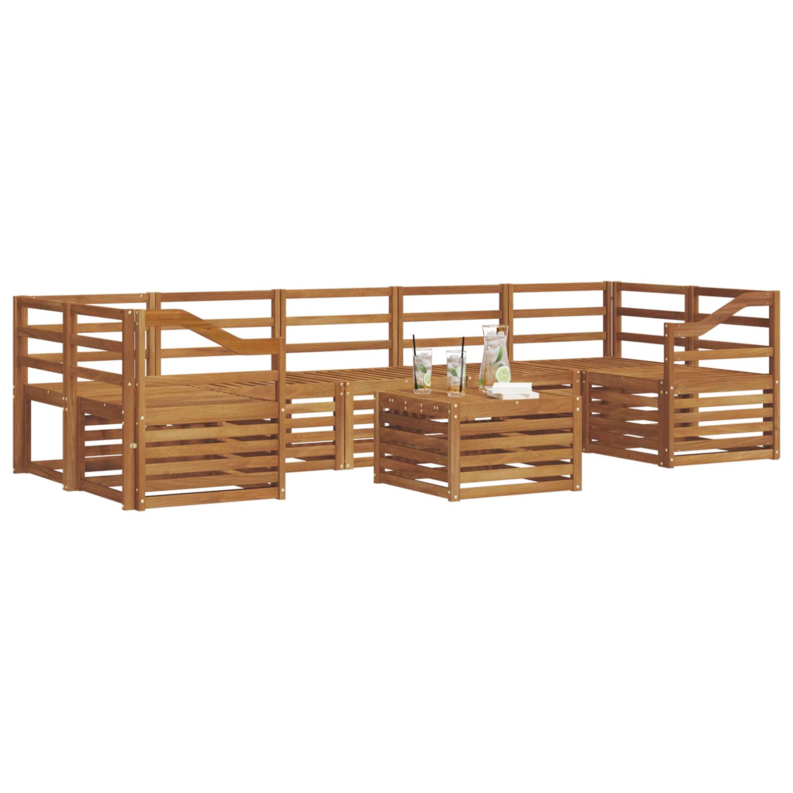 Ensembles de canapés 8 pcs Naturel Bois d'Acacia Massif - XIOS