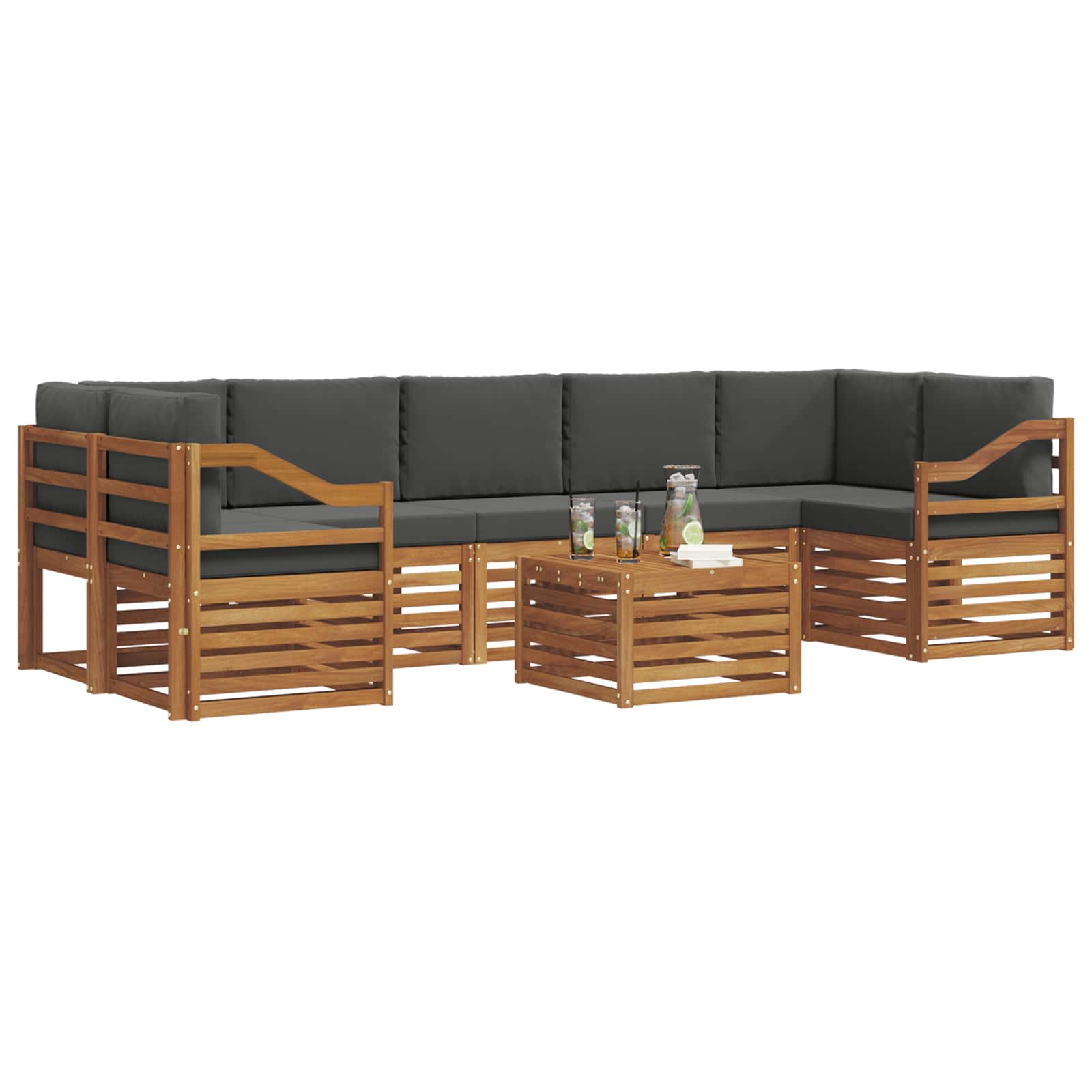 Ensemble de canapés d'extérieur 8 pcs Naturel et Anthracite - XIOS