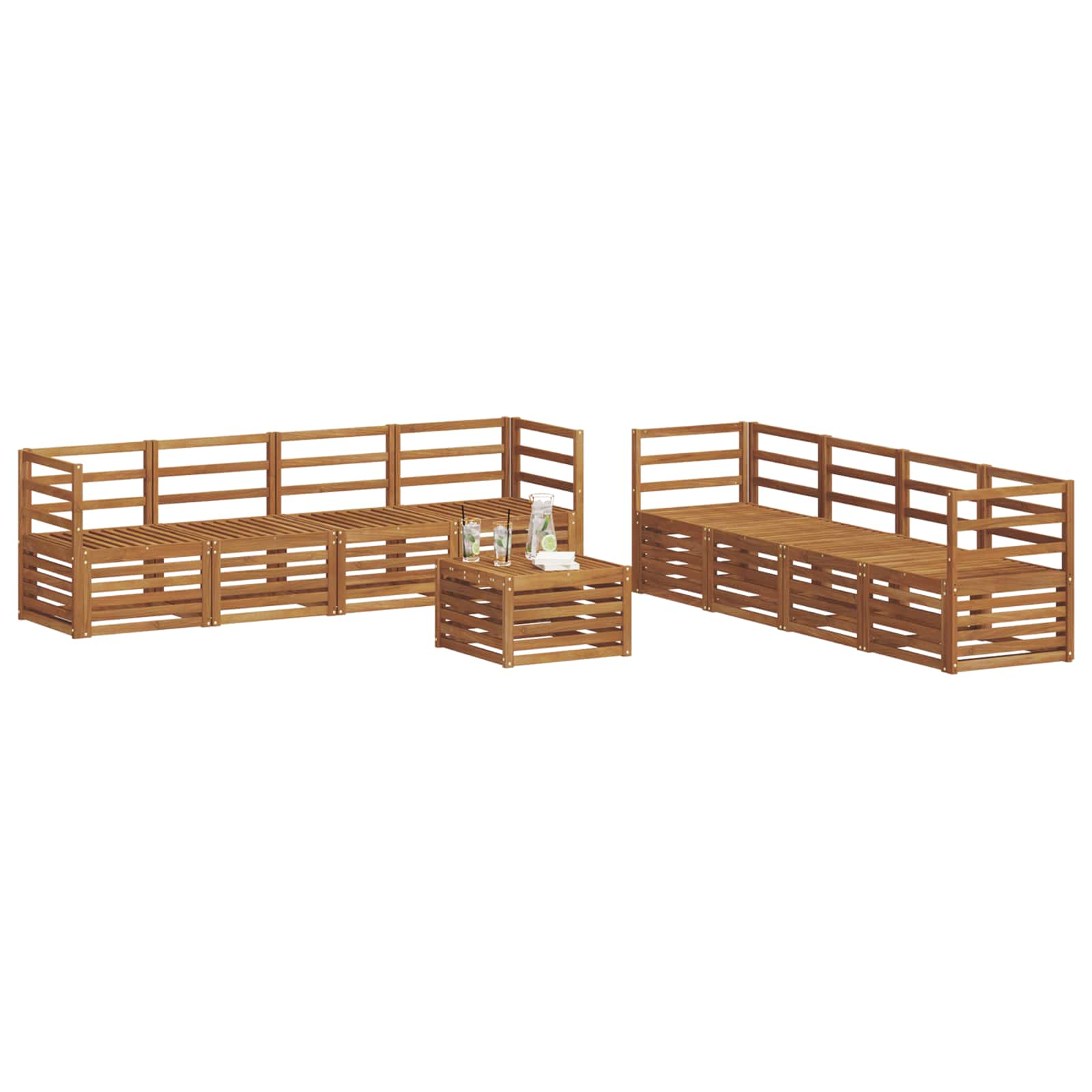 Ensembles de canapés 9 pcs Naturel Bois d'Acacia Massif - XIOS