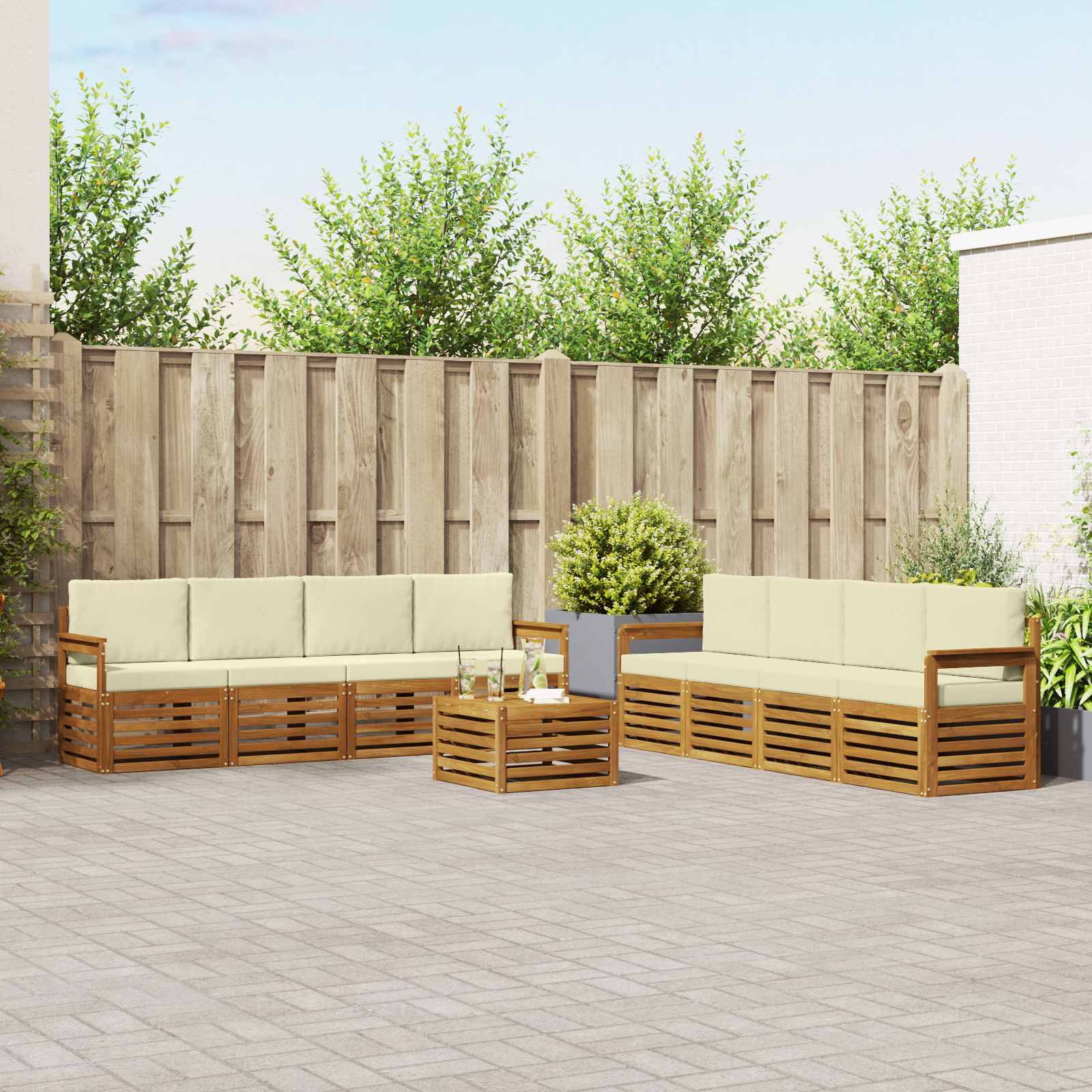 Ensembles de canapés avec coussin 9 pcs Naturel et Crème - XIOS