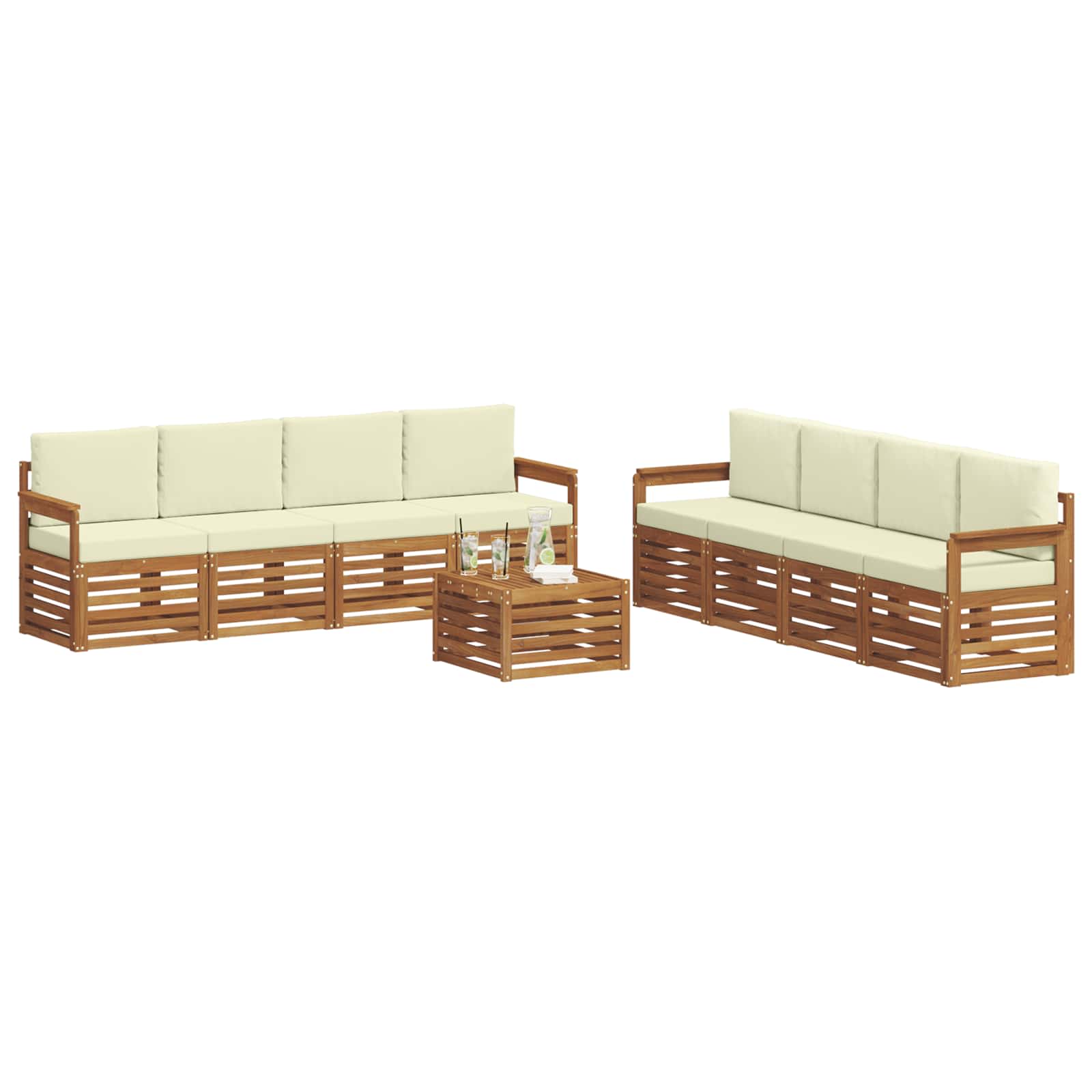 Ensembles de canapés avec coussin 9 pcs Naturel et Crème - XIOS