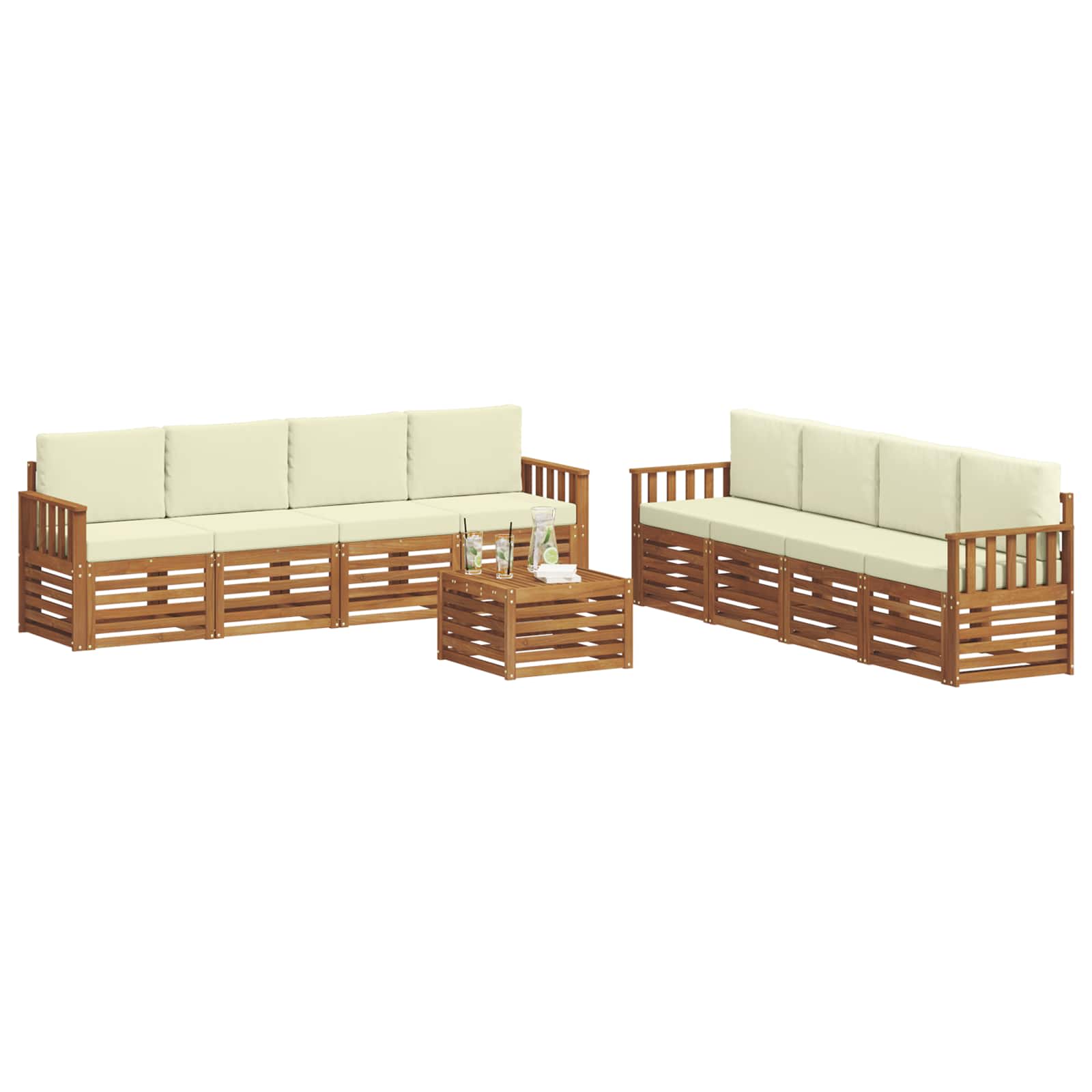 Ensembles de canapés avec coussin 9 pcs Naturel et Crème