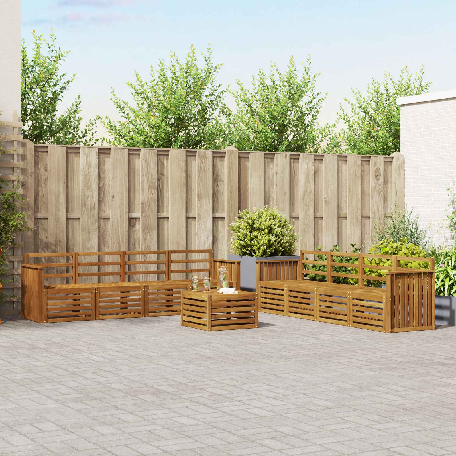 Ensembles de canapés 9 pcs Naturel Bois d'Acacia Massif - XIOS