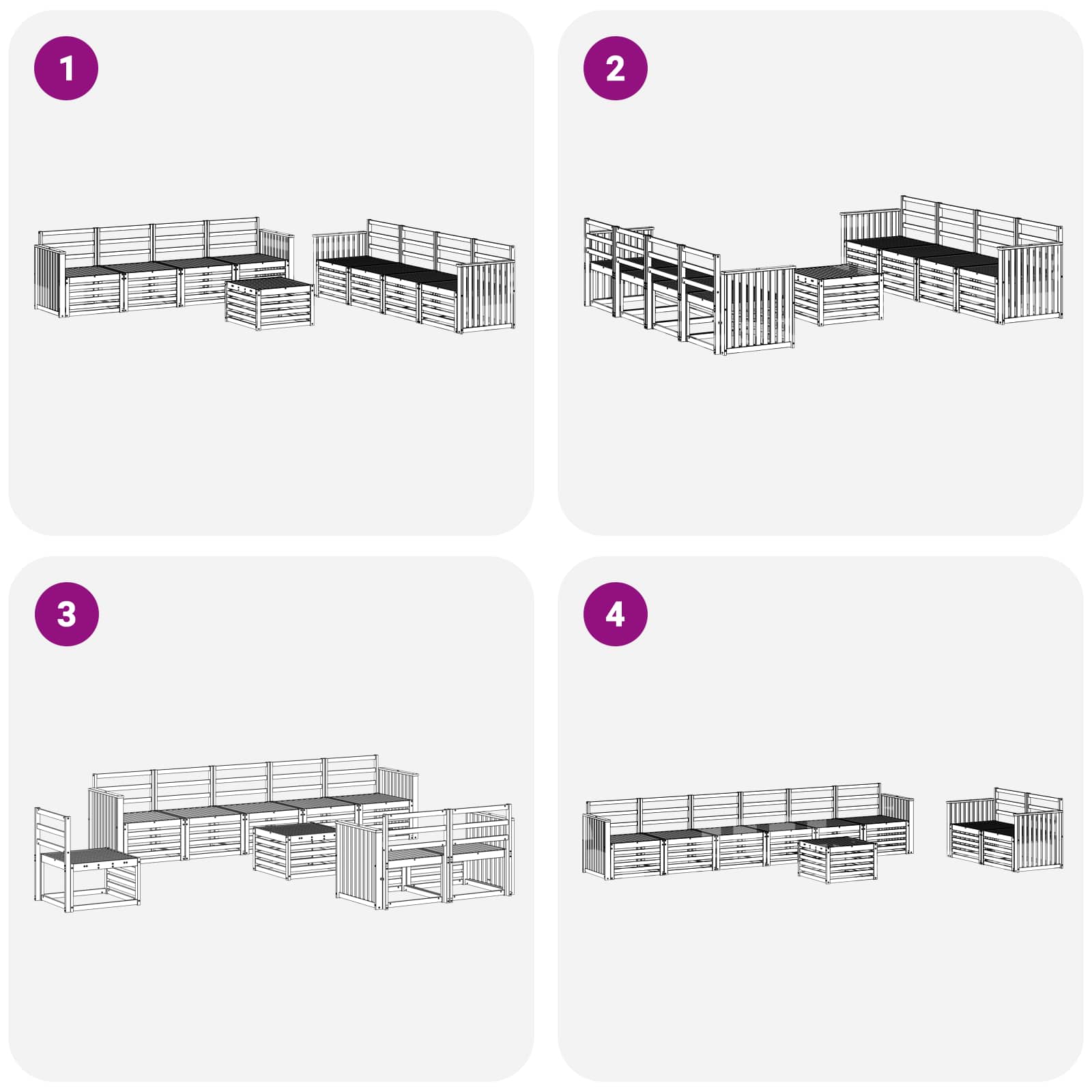 Ensembles de canapés 9 pcs Naturel Bois d'Acacia Massif - XIOS