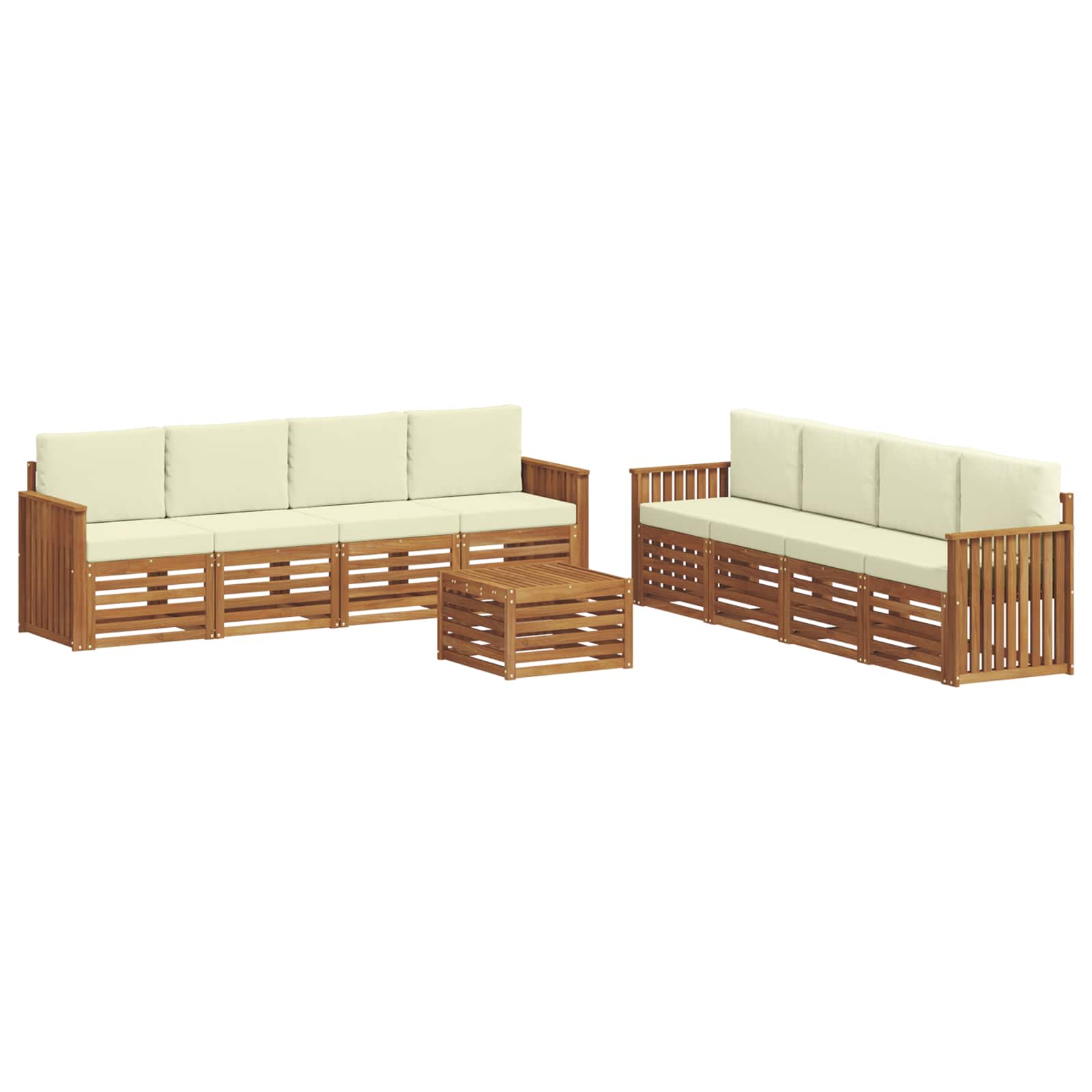 Ensembles de canapés avec coussin 9 pcs Naturel et Crème