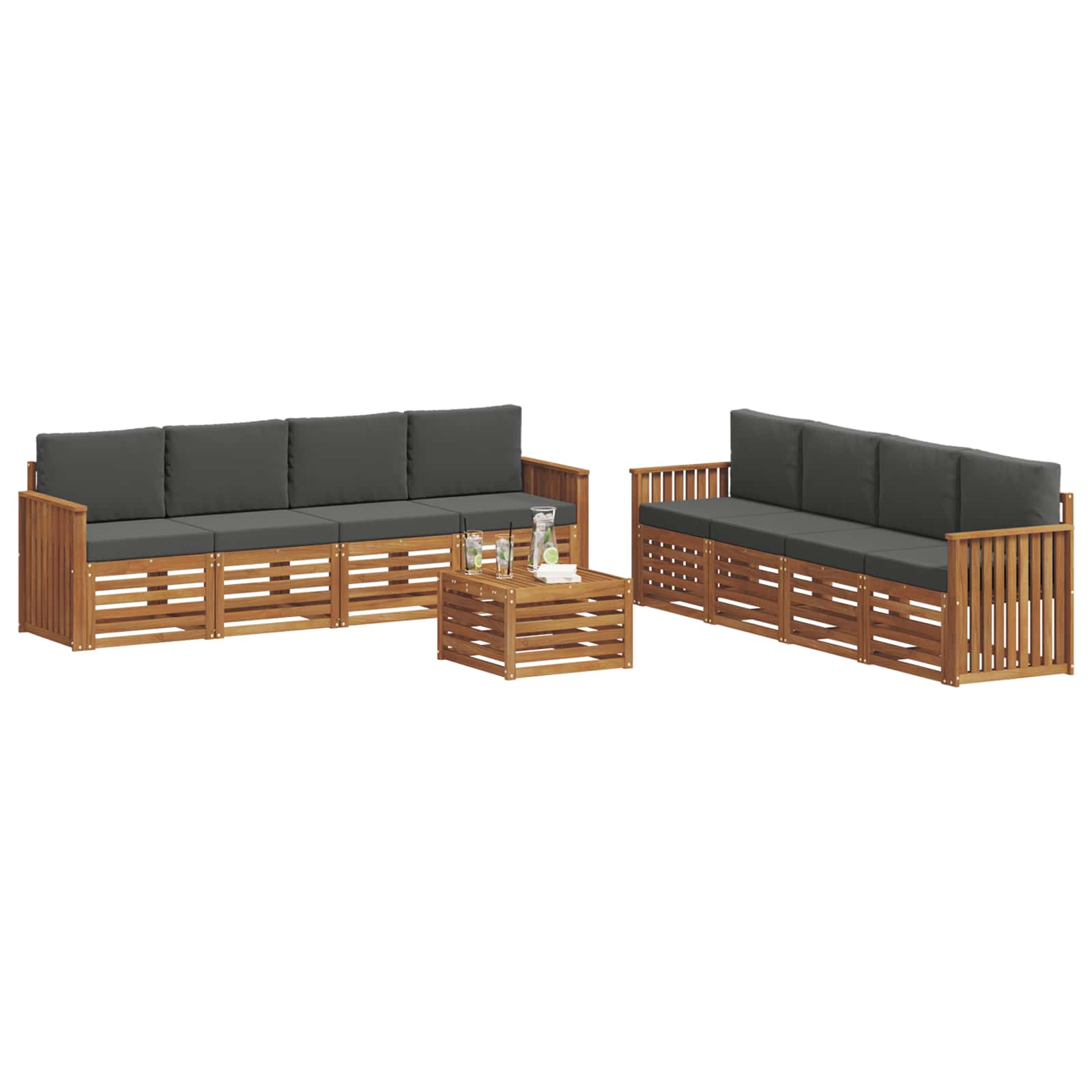 Ensembles de canapés avec coussin 9 pcs Naturel et Anthracite - XIOS