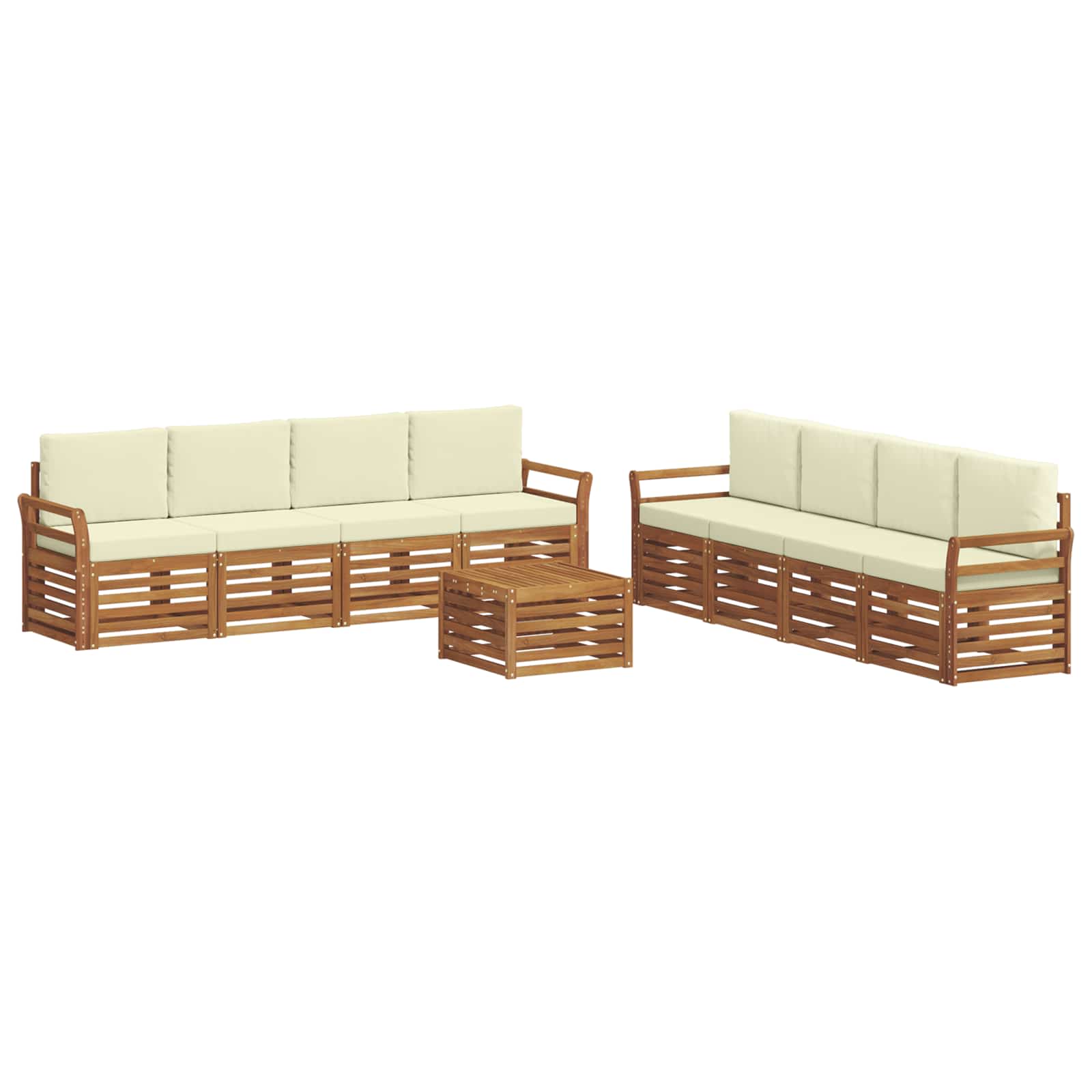 Ensembles de canapés avec coussin 9 pcs Naturel et Crème
