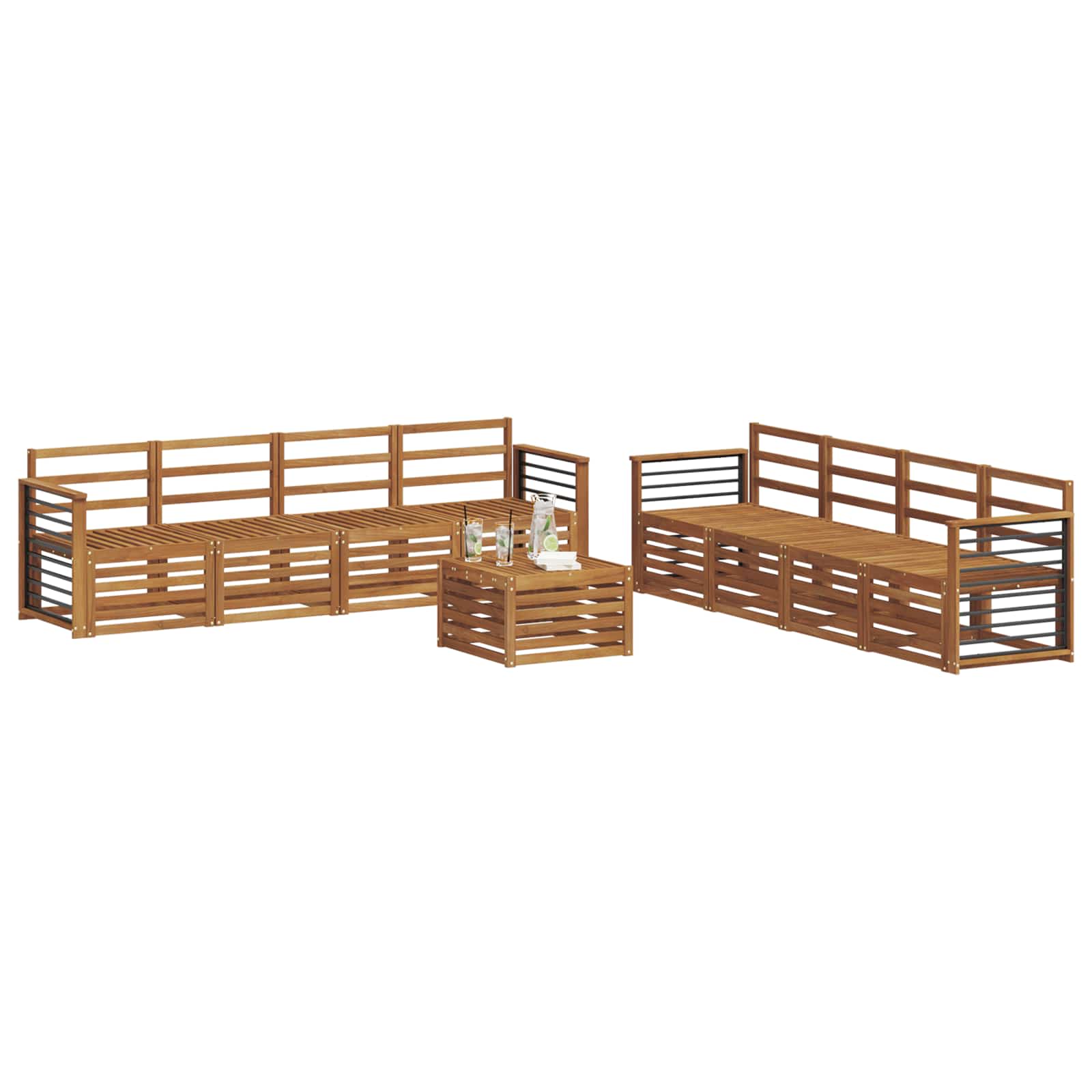 Ensembles de canapés 9 pcs Naturel Bois d'Acacia Massif - XIOS