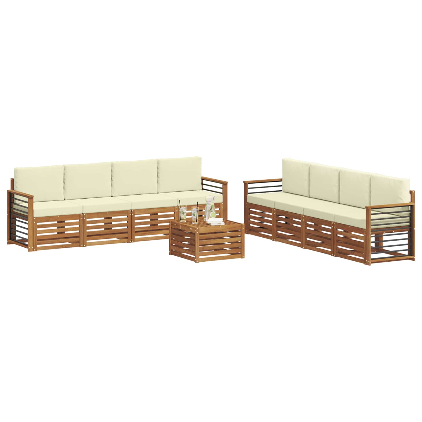 Ensembles de canapés avec coussin 9 pcs Naturel et Crème