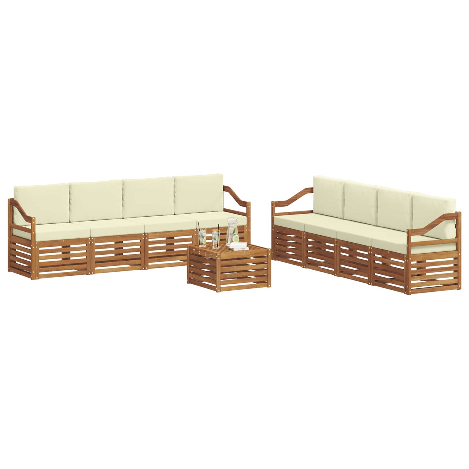 Ensembles de canapés avec coussin 9 pcs Naturel et Crème