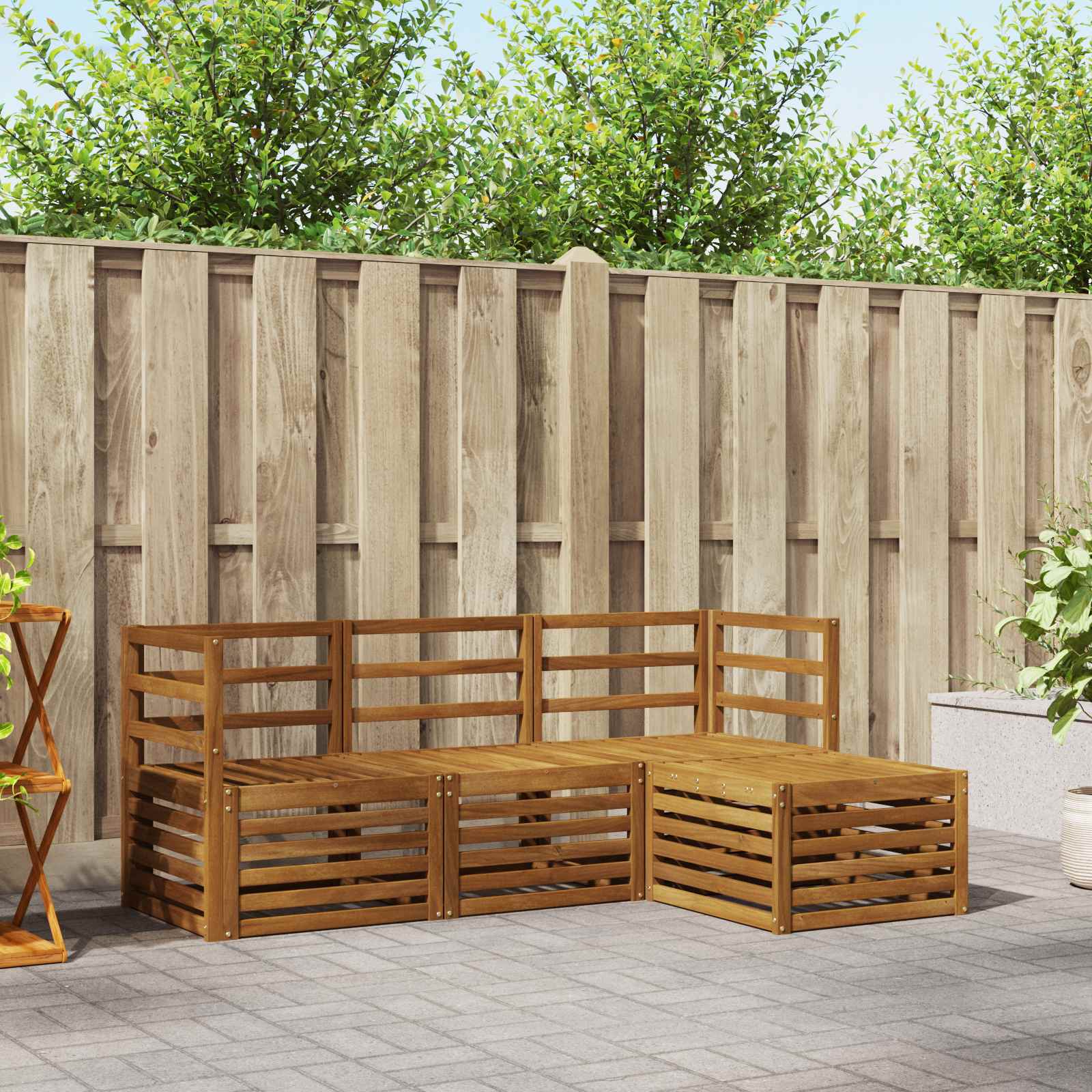 Ensembles de canapés 4 pcs Naturel Bois d'Acacia Massif - XIOS