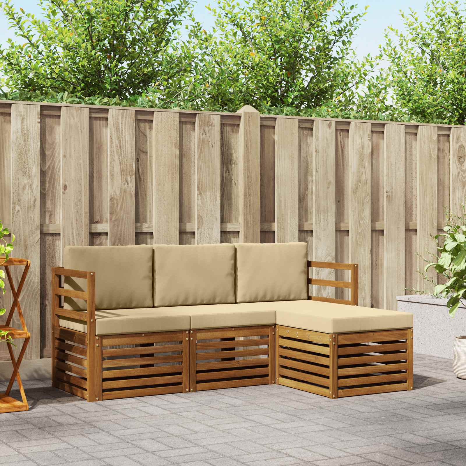 Ensemble de canapés d'extérieur 4 pcs Naturel et Beige - XIOS