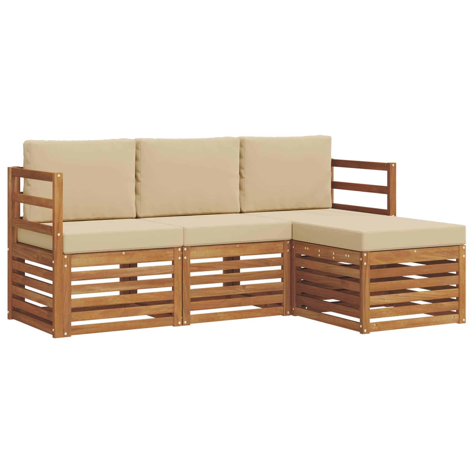 Ensemble de canapés d'extérieur 4 pcs Naturel et Beige - XIOS