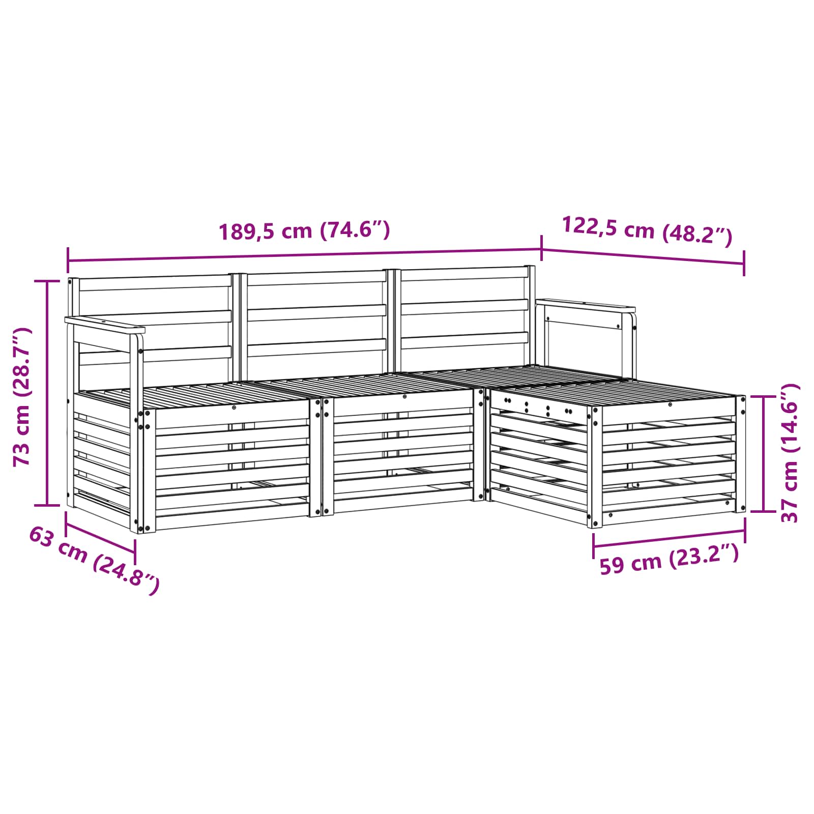 Ensembles de canapés 4 pcs Naturel Bois d'Acacia Massif - XIOS