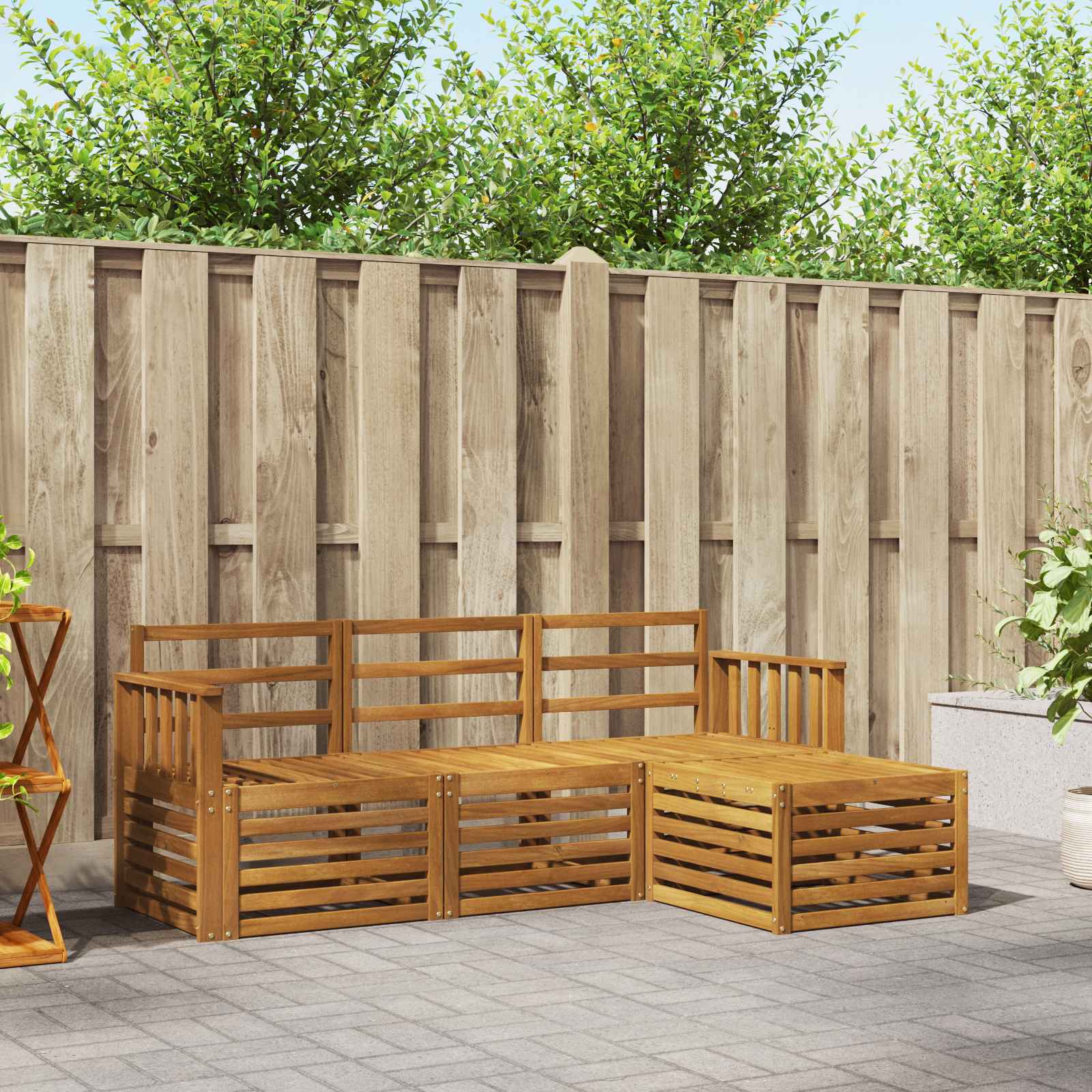 Ensembles de canapés 4 pcs Naturel Bois d'Acacia Massif - XIOS