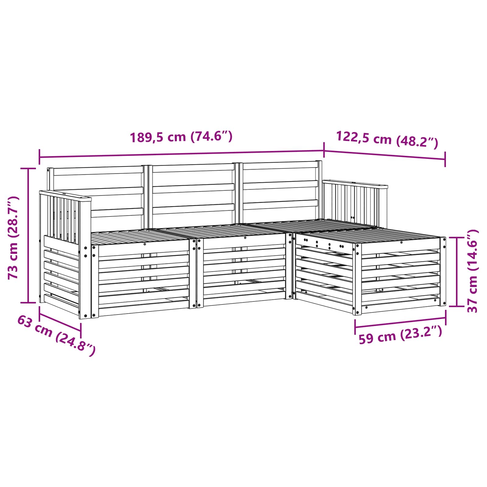 Ensembles de canapés 4 pcs Naturel Bois d'Acacia Massif - XIOS