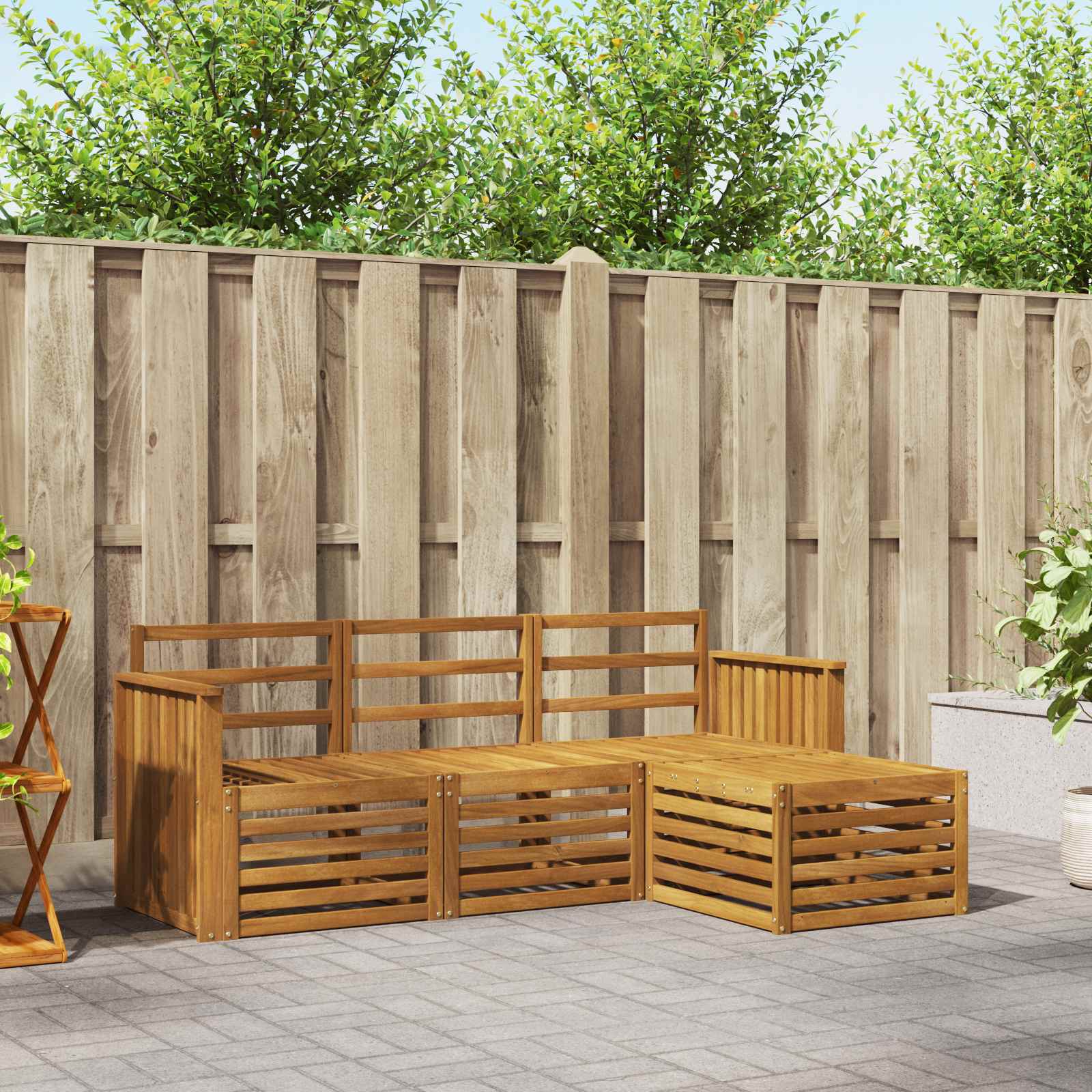 Ensembles de canapés 4 pcs Naturel Bois d'Acacia Massif