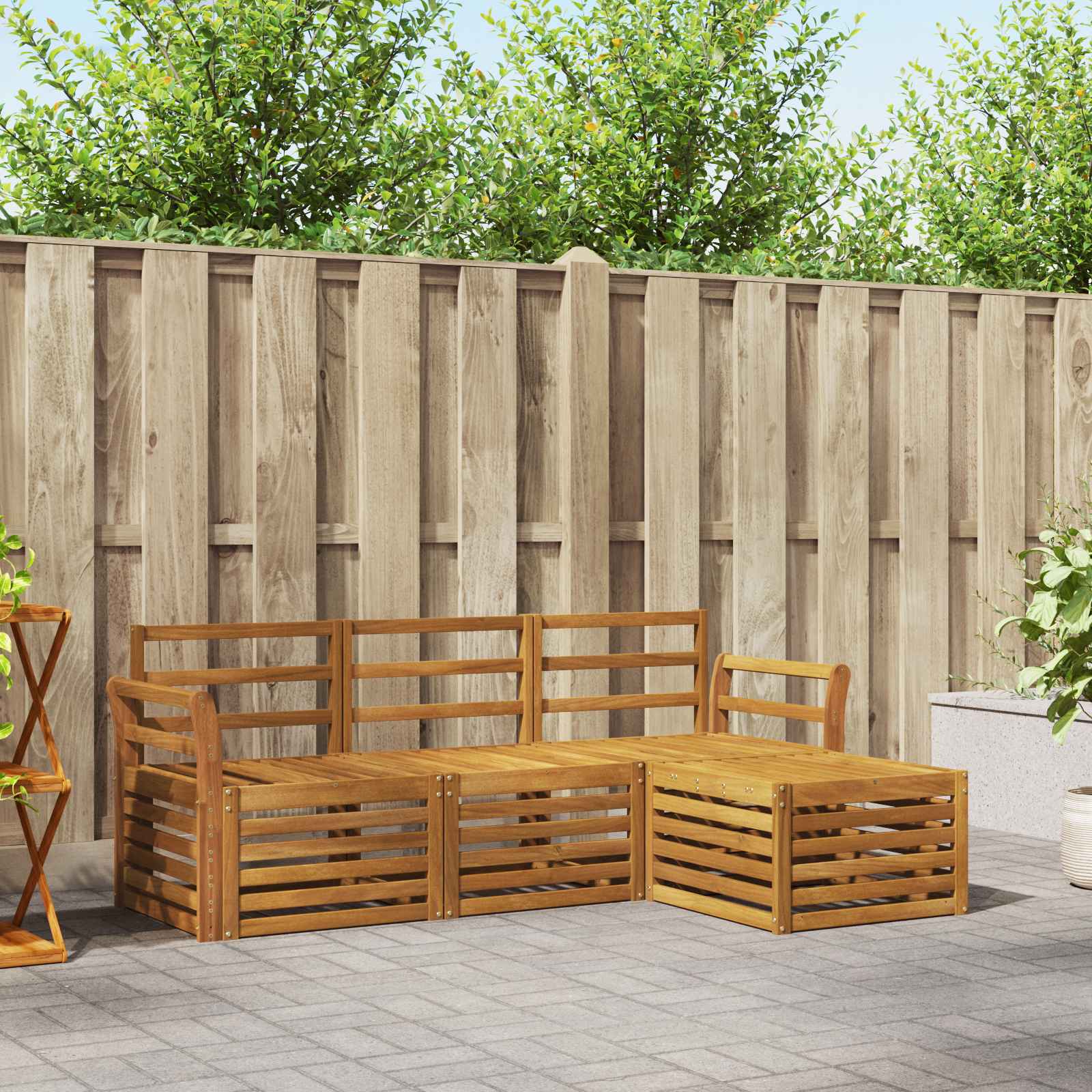 Ensembles de canapés 4 pcs Naturel Bois d'Acacia Massif