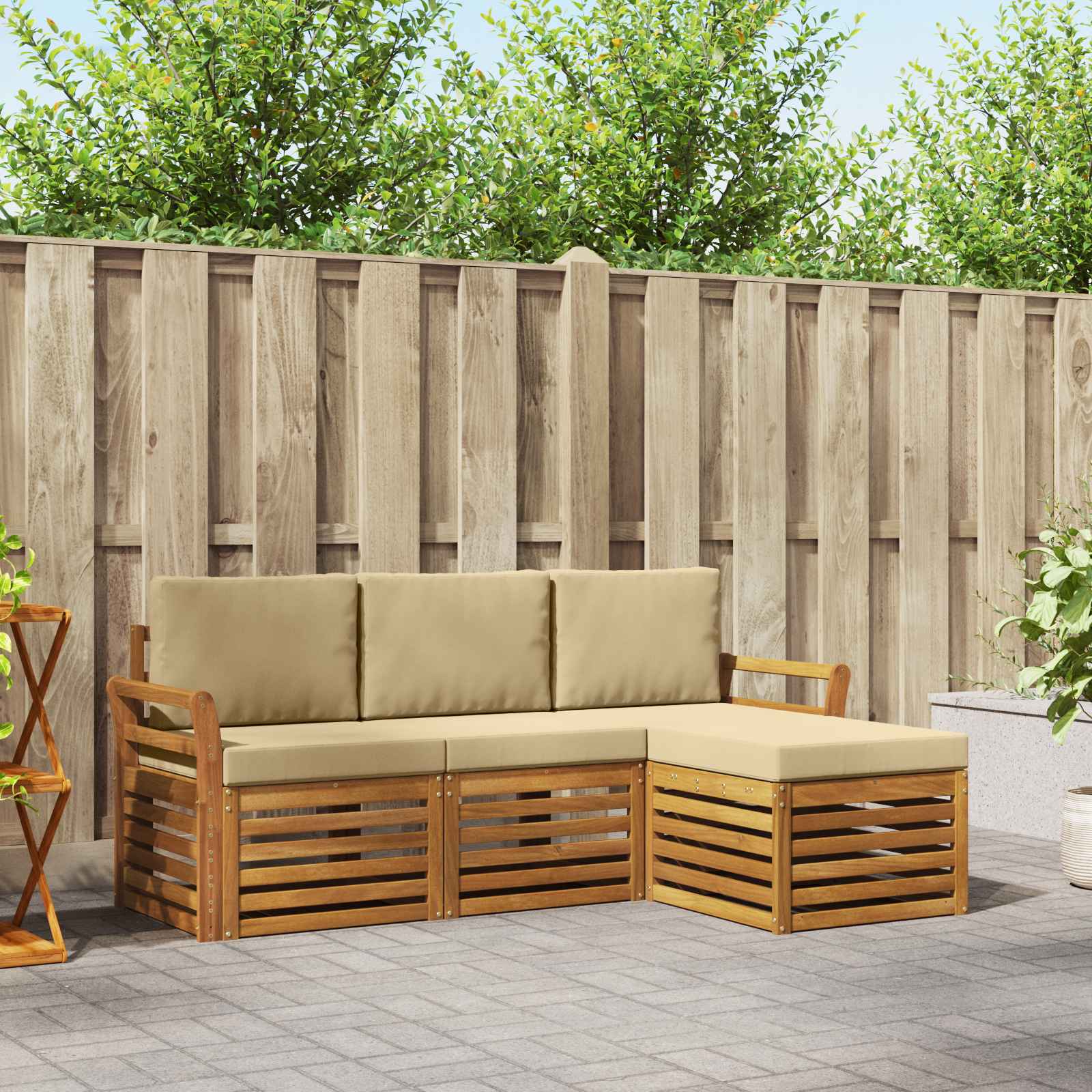 Ensemble de canapés d'extérieur 4 pcs Naturel et Beige - XIOS