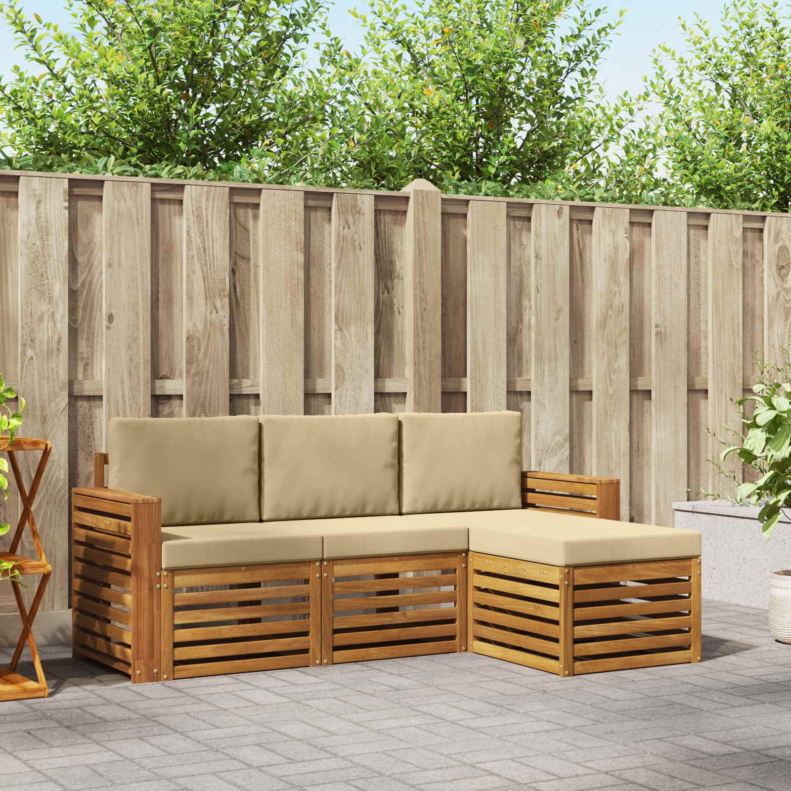 Ensemble de canapés d'extérieur 4 pcs Naturel et Beige - XIOS