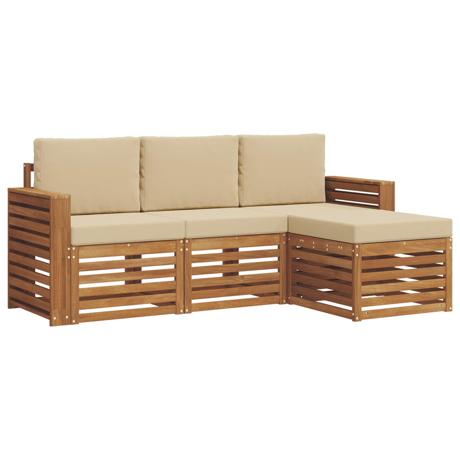 Ensemble de canapés d'extérieur 4 pcs Naturel et Beige - XIOS