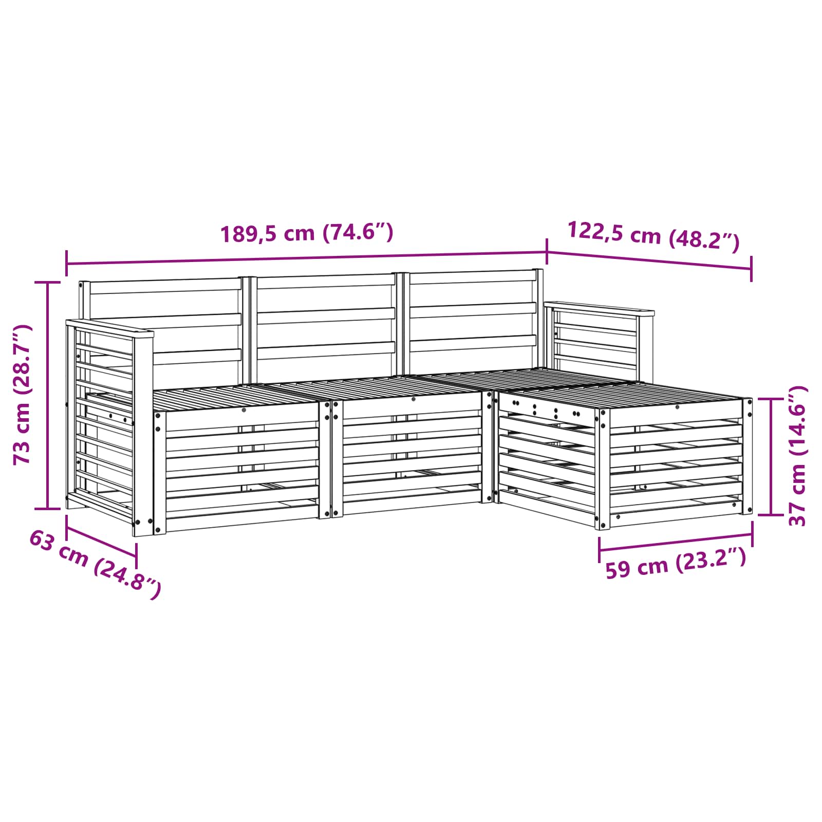 Ensembles de canapés 4 pcs Naturel Bois d'Acacia Massif - XIOS