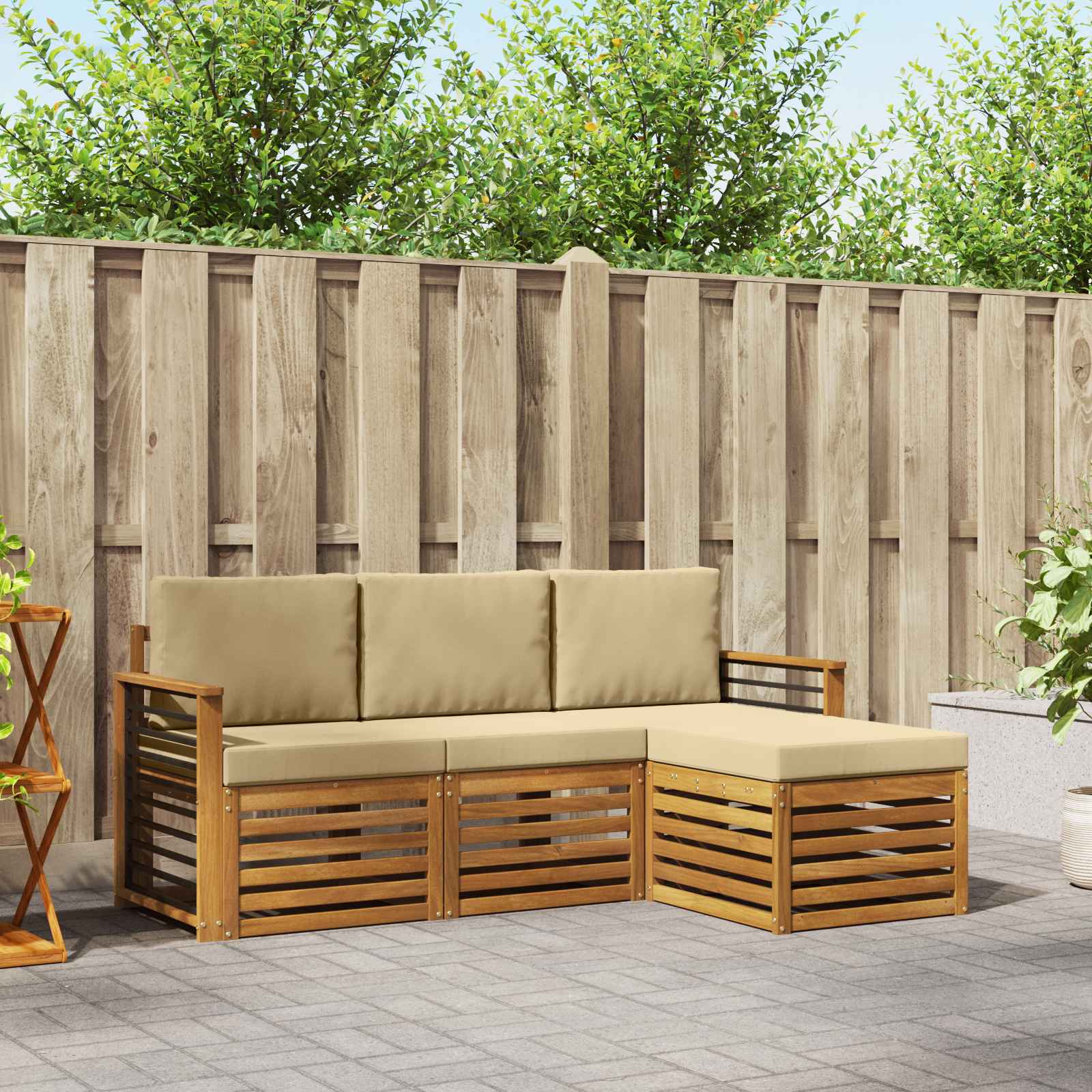 Ensemble de canapés d'extérieur 4 pc Naturel et Beige