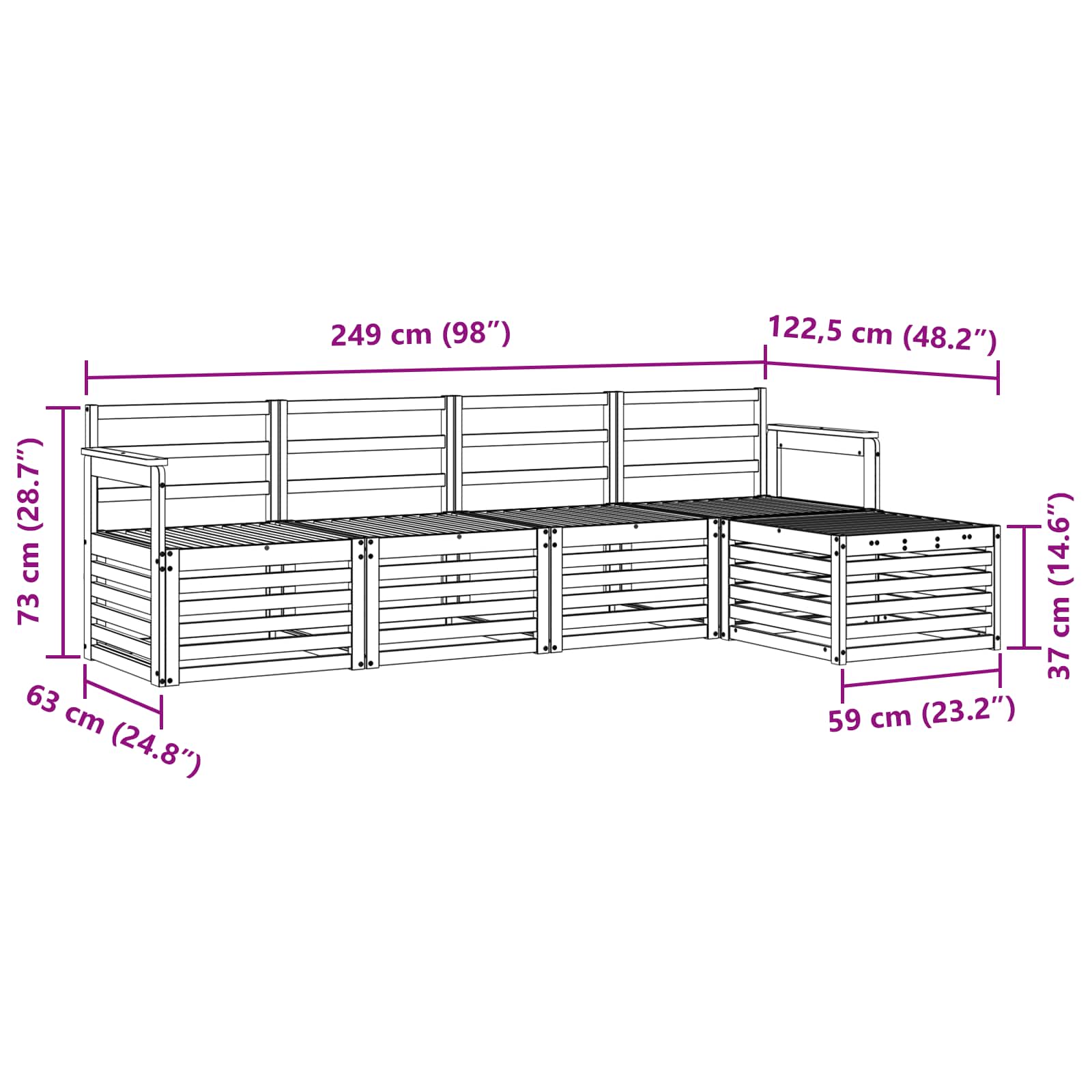 Ensemble de canapés d'extérieur 5 pcs Naturel - XIOS