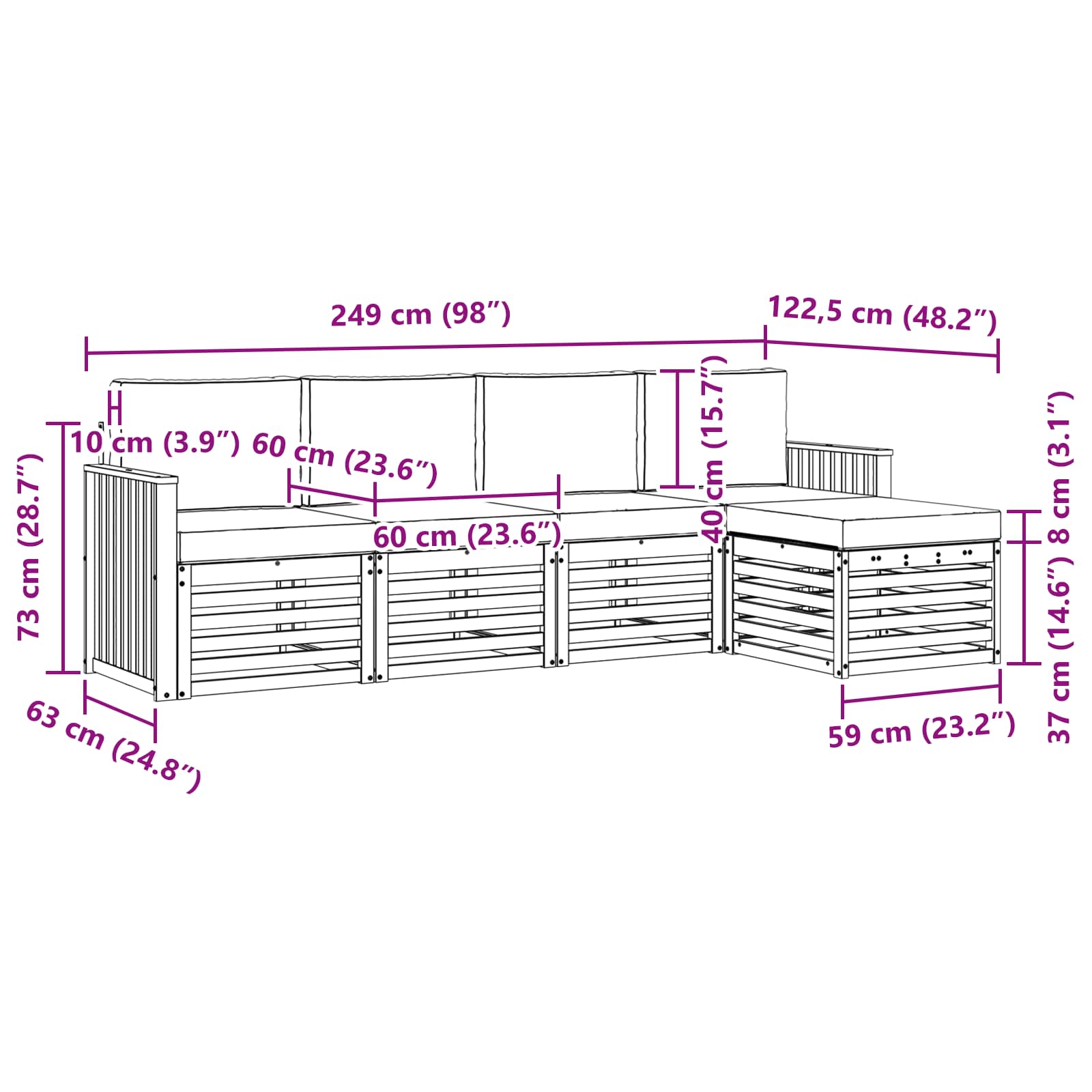 Ensemble de canapés d'extérieur 5 pcs Gris Naturel et Clair - XIOS