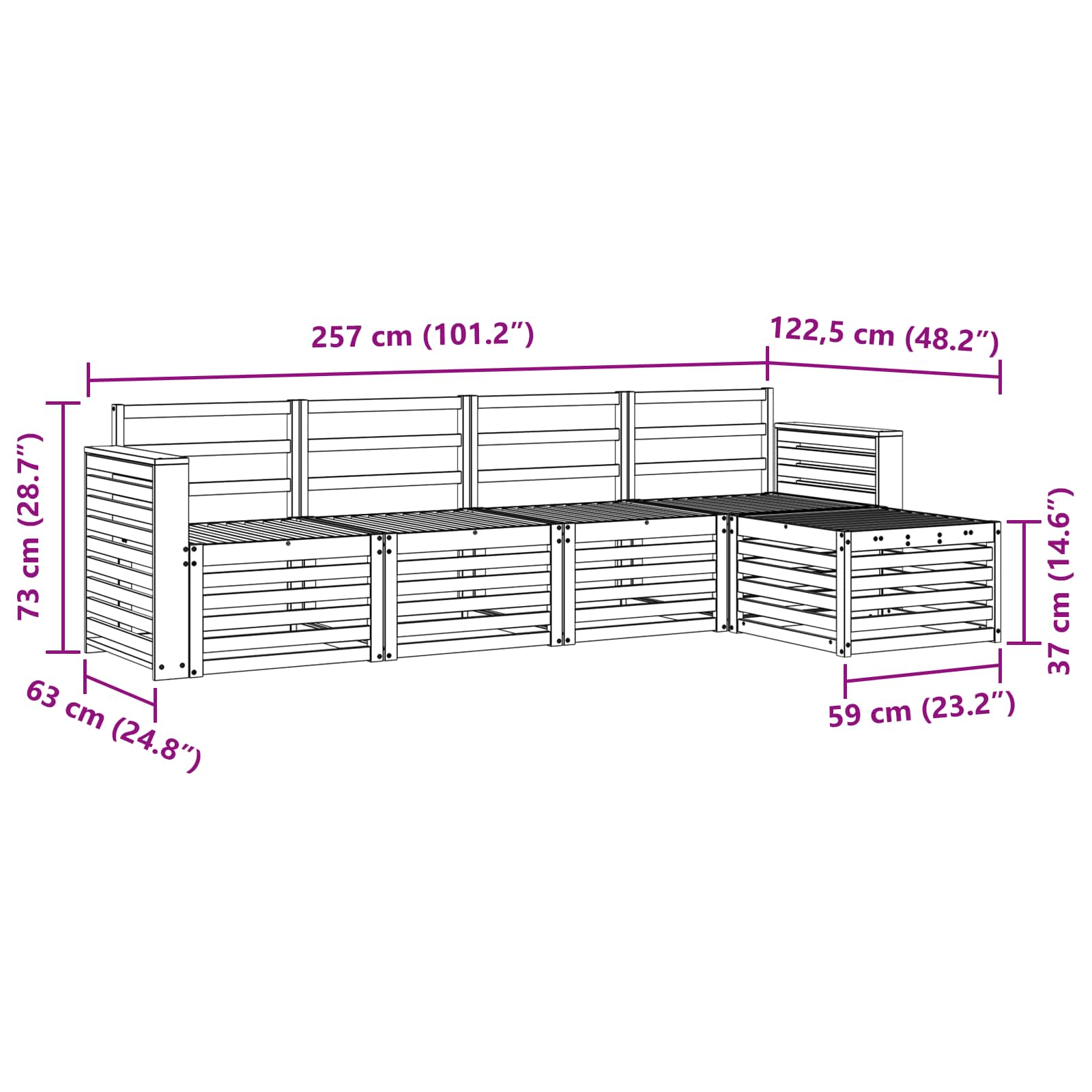 Ensemble de canapés d'extérieur 5 pcs Naturel - XIOS