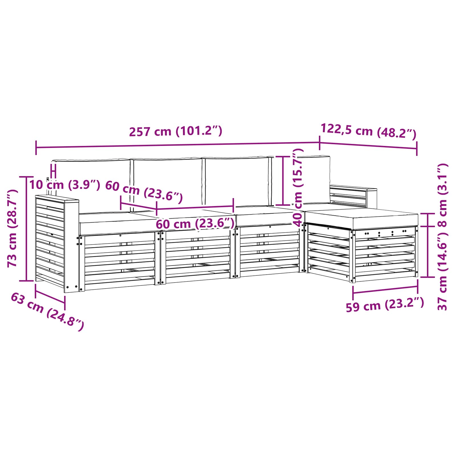 Ensemble de canapés d'extérieur 5 pcs Naturel et Anthracite - XIOS
