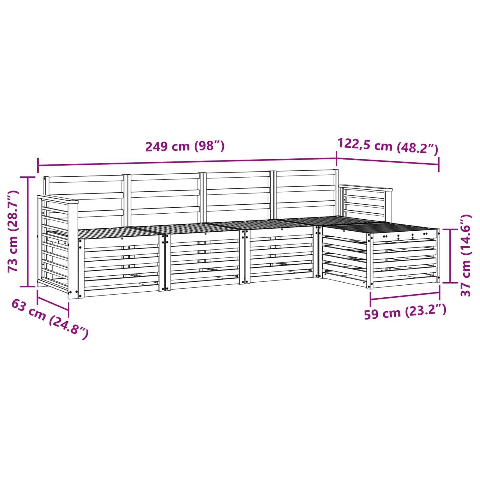 Ensembles de canapés 5 pcs Naturel Bois d'Acacia Massif - XIOS