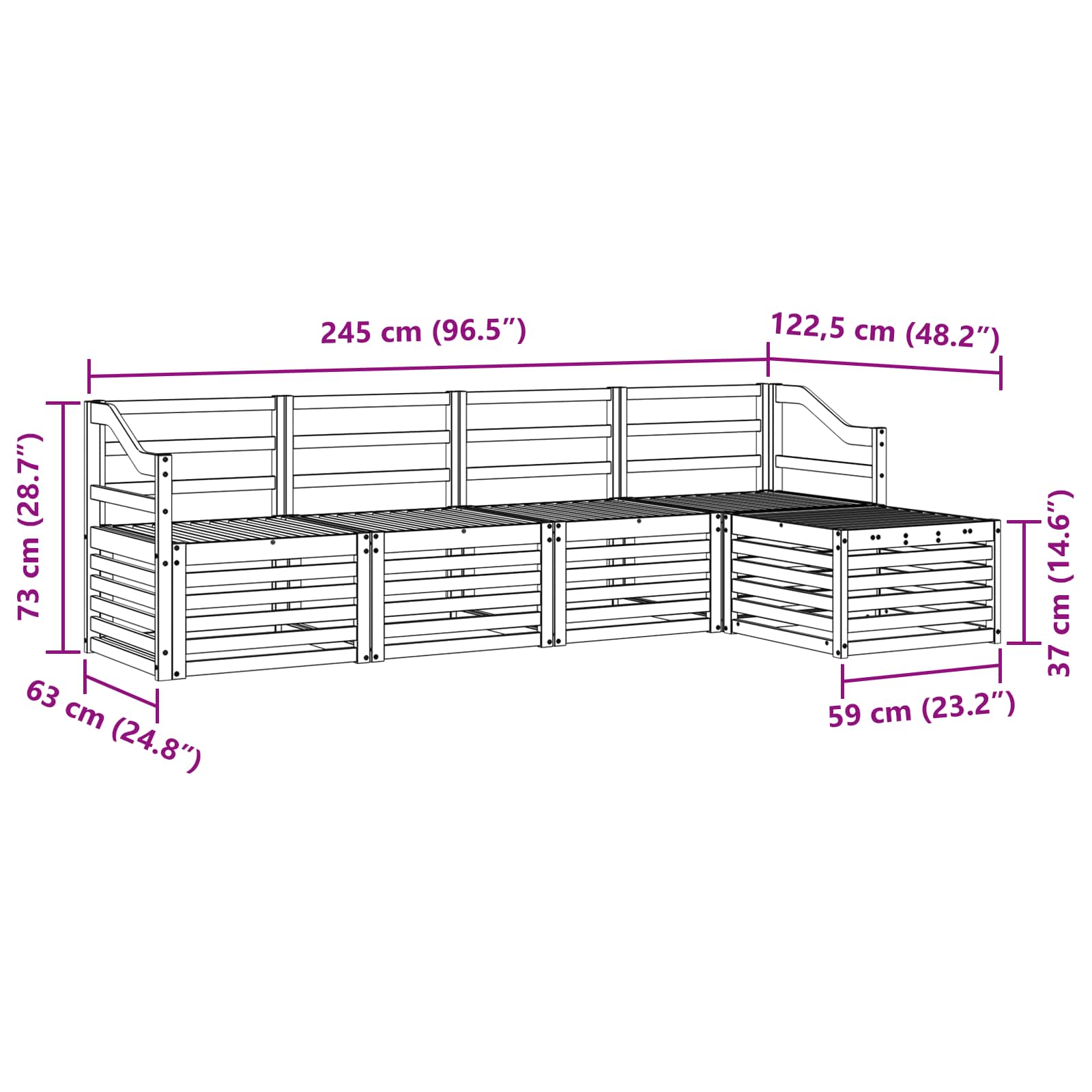 Ensemble de canapés d'extérieur 5 pcs Naturel - XIOS
