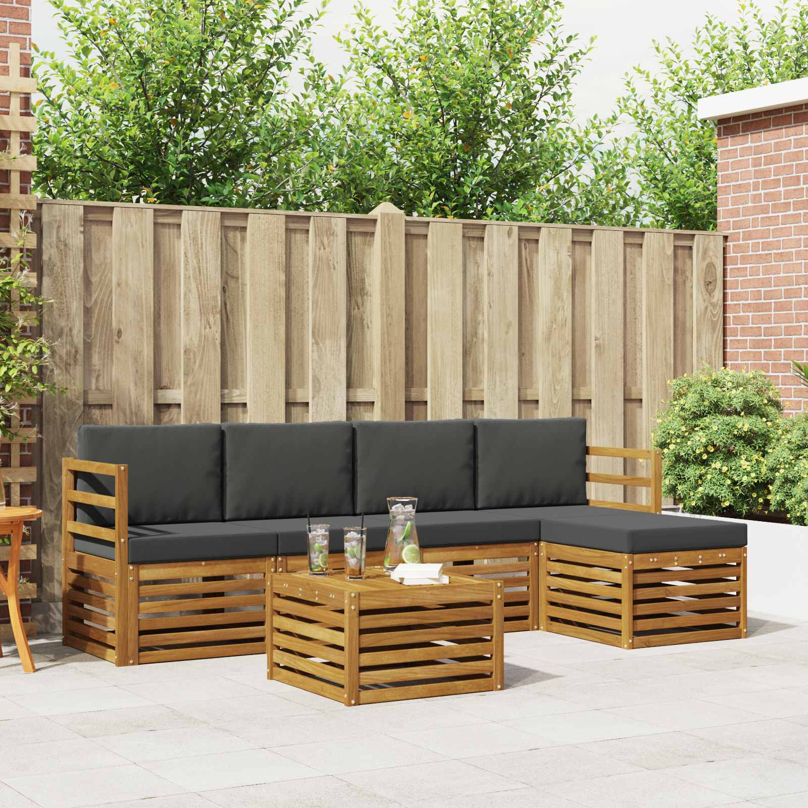 Ensemble de canapés d'extérieur 6 pcs Naturel et Anthracite - XIOS