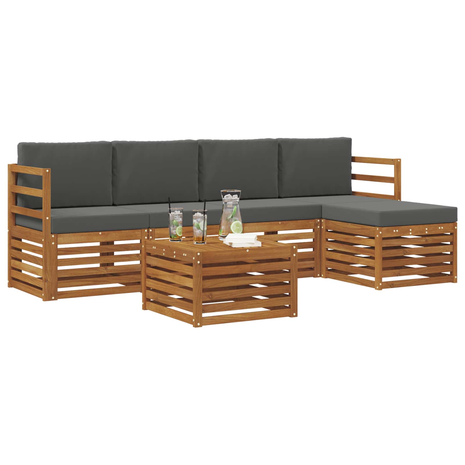 Ensemble de canapés d'extérieur 6 pcs Naturel et Anthracite - XIOS