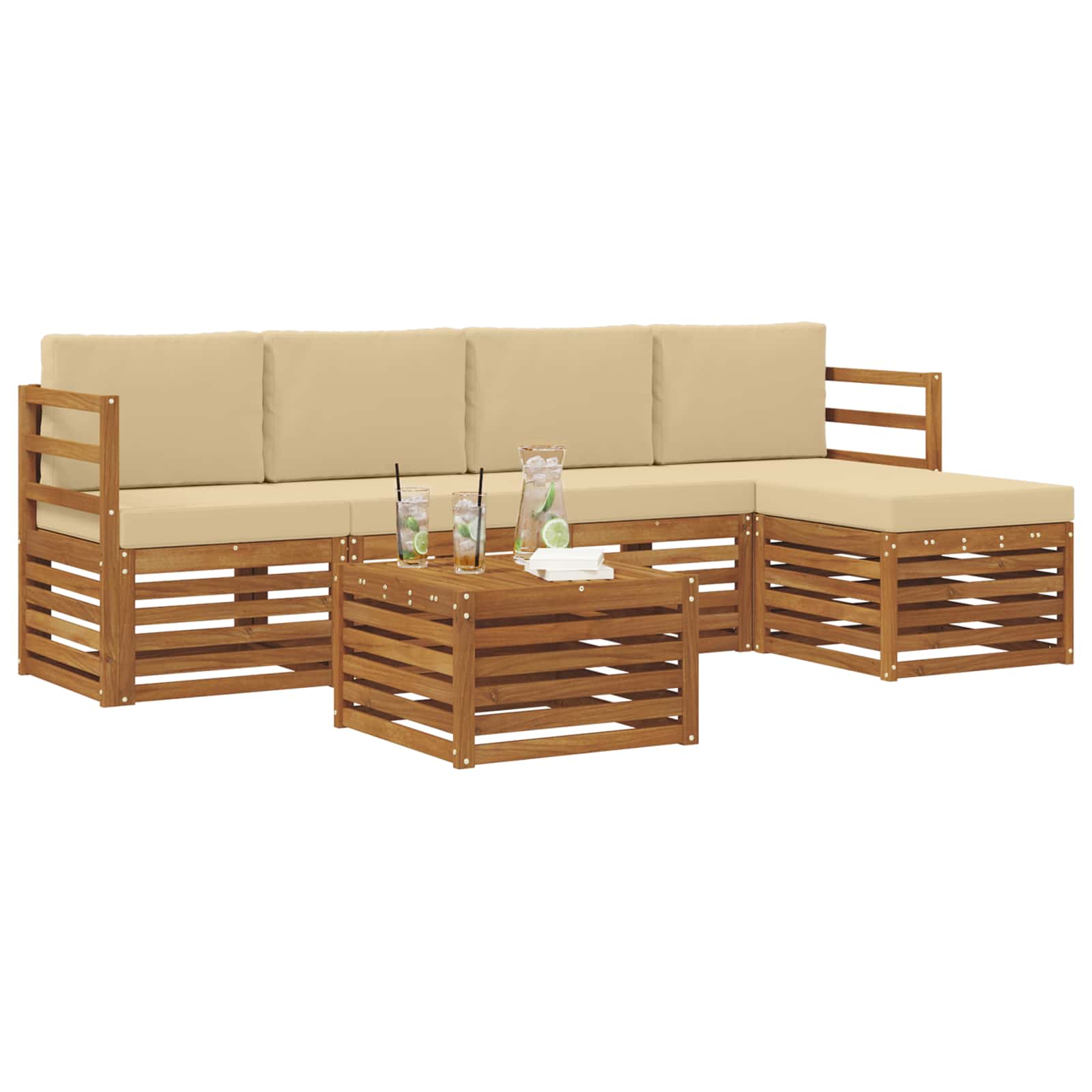 Ensemble de canapés d'extérieur 6 pcs Naturel et Beige - XIOS