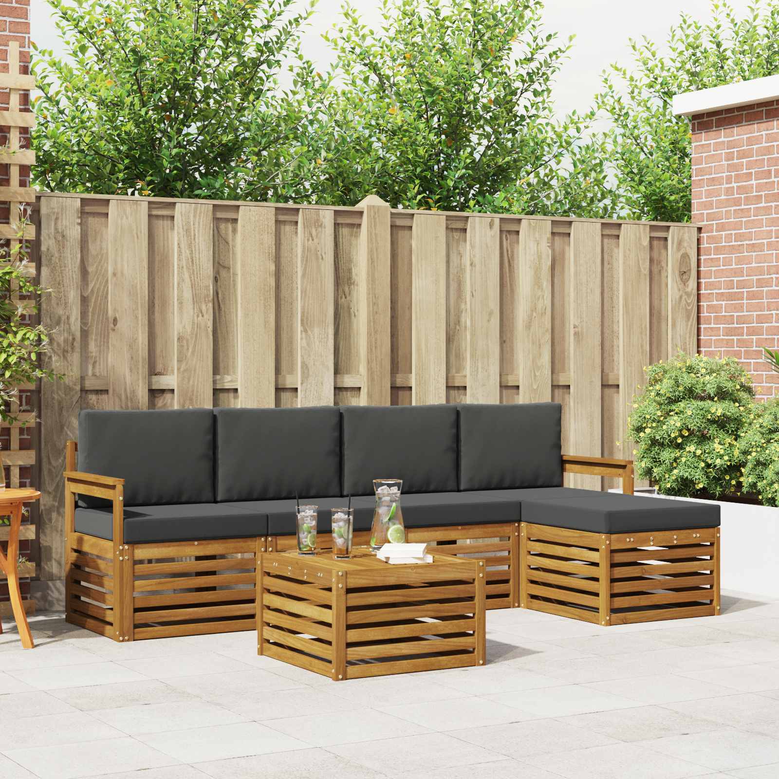 Ensemble de canapés d'extérieur 6 pcs Naturel et Anthracite - XIOS