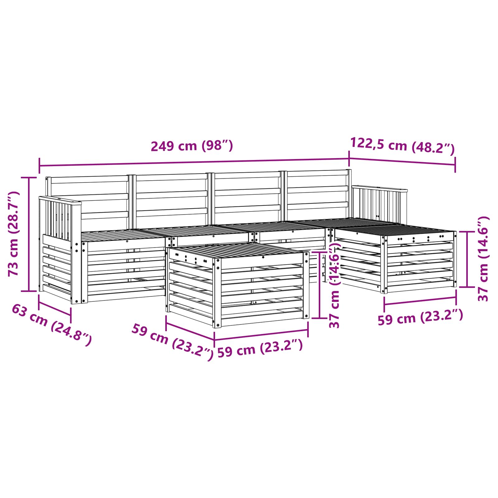 Ensemble de canapés d'extérieur 6 pcs Naturel - XIOS