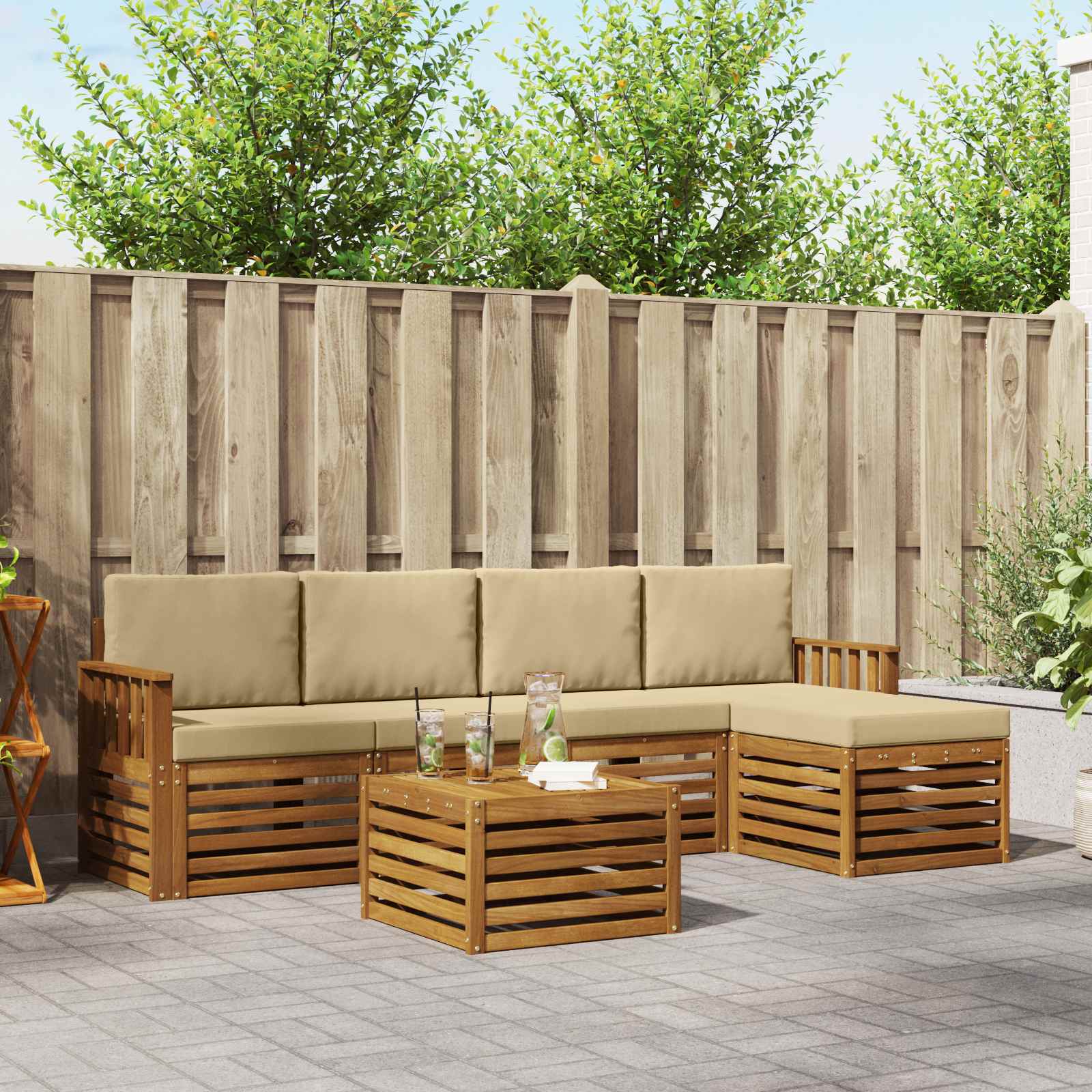 Ensembles de canapés avec coussin 6 pcs Naturel et Beige - XIOS