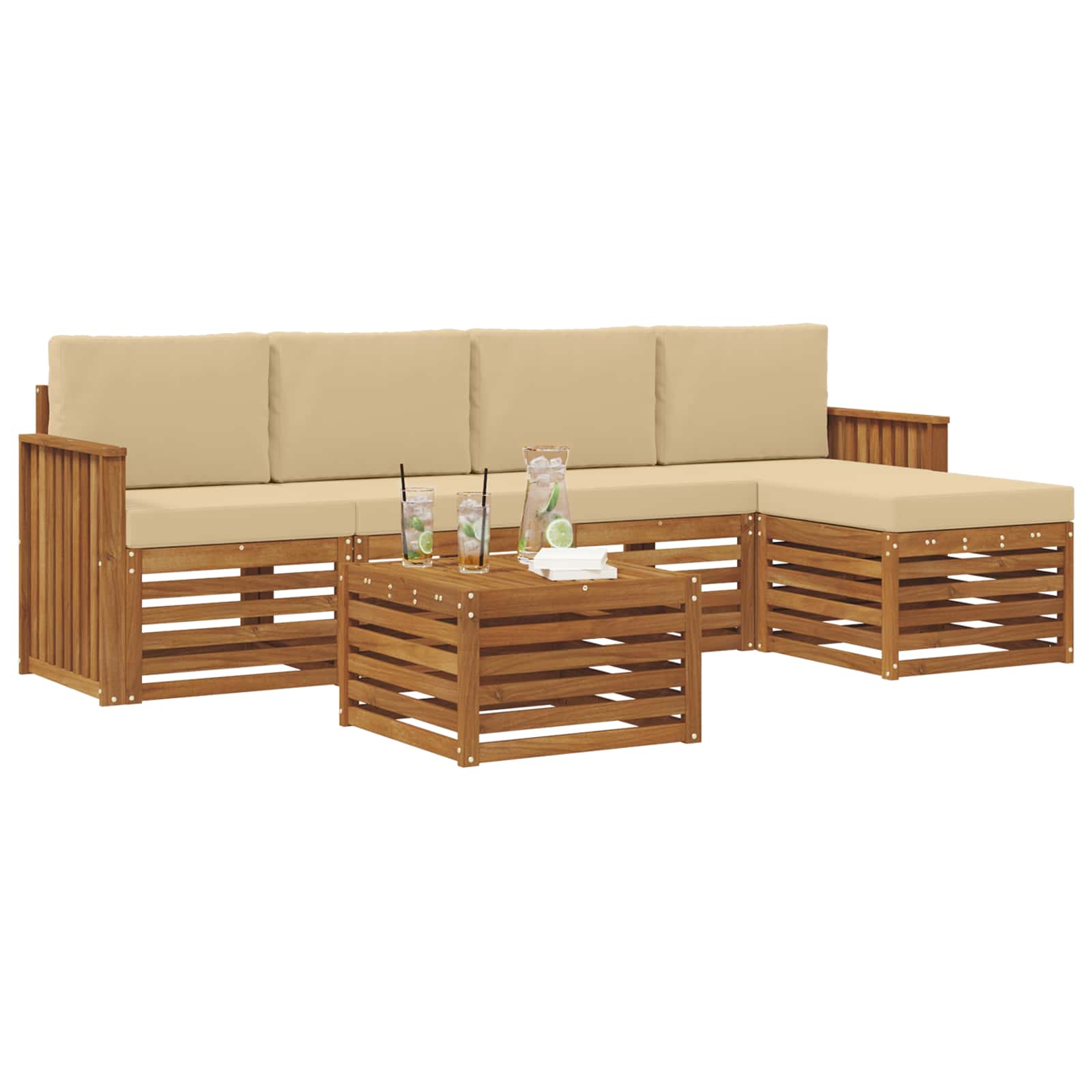 Ensemble de canapés d'extérieur 6 pcs Naturel et Beige - XIOS