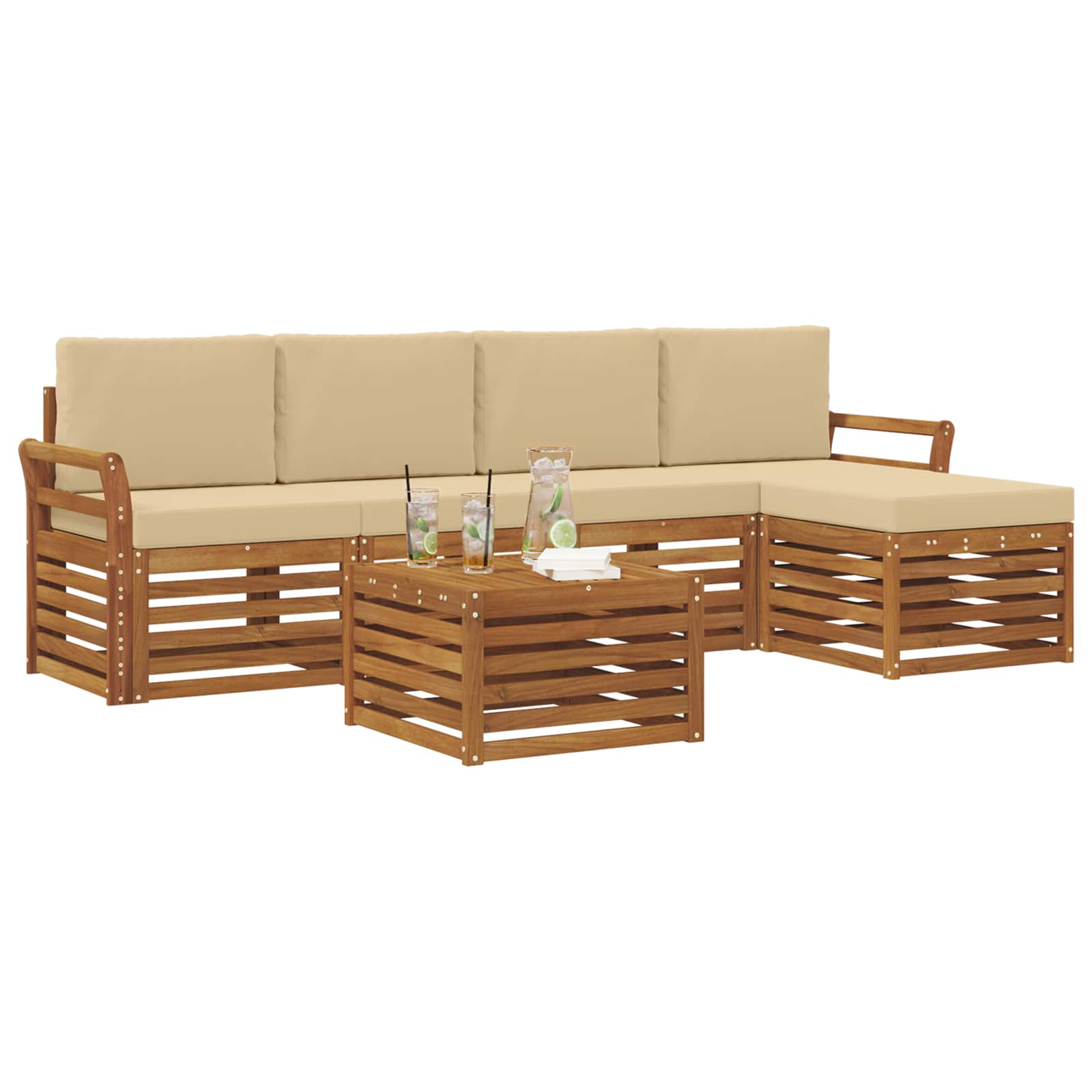 Ensemble de canapés d'extérieur 6 pcs Naturel et Beige - XIOS