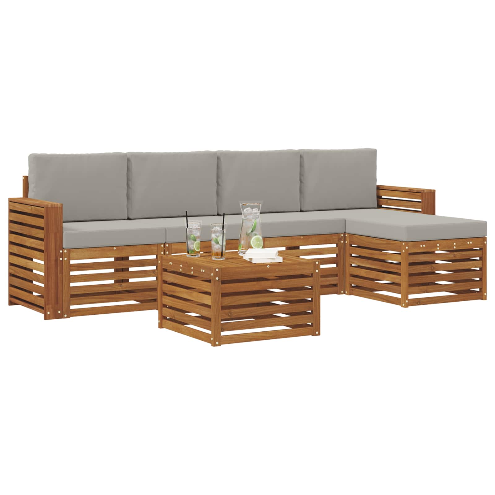 Ensemble de canapés d'extérieur 6 pcs Gris Naturel et Clair - XIOS