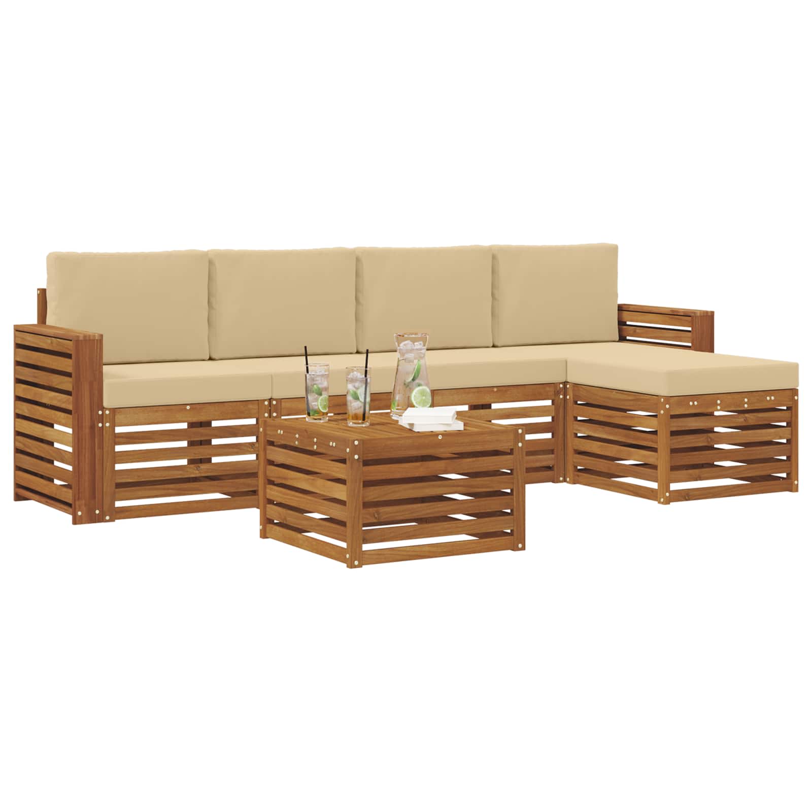 Ensemble de canapés d'extérieur 6 pcs Naturel et Beige - XIOS