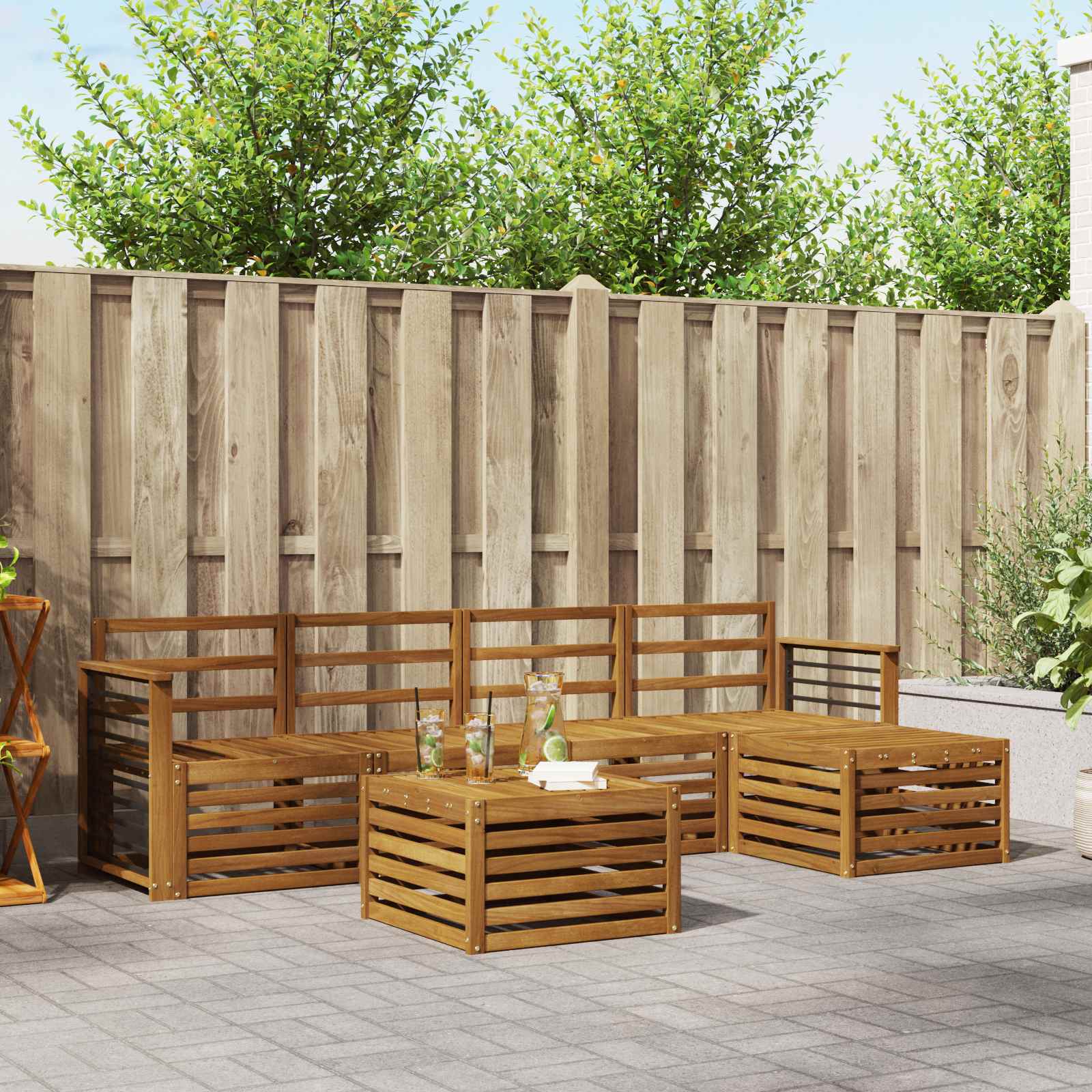 Ensembles de canapés 6 pcs Naturel Bois d'Acacia Massif - XIOS