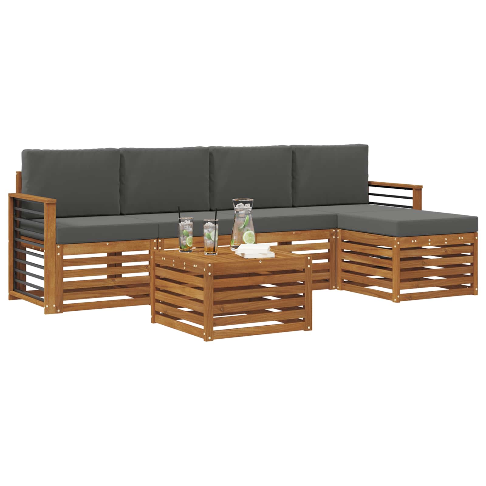 Ensemble de canapés d'extérieur 6 pcs Naturel et Anthracite - XIOS