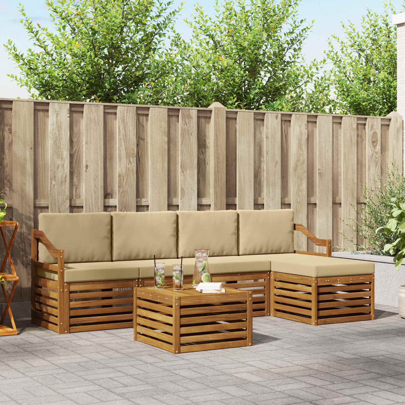 Ensemble de canapés d'extérieur 6 pcs Naturel et Beige - XIOS